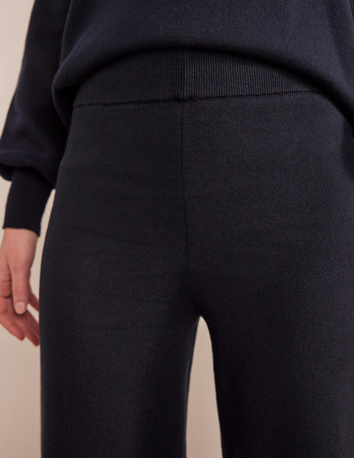 Knitted Wide Leg Pants-Navy-2