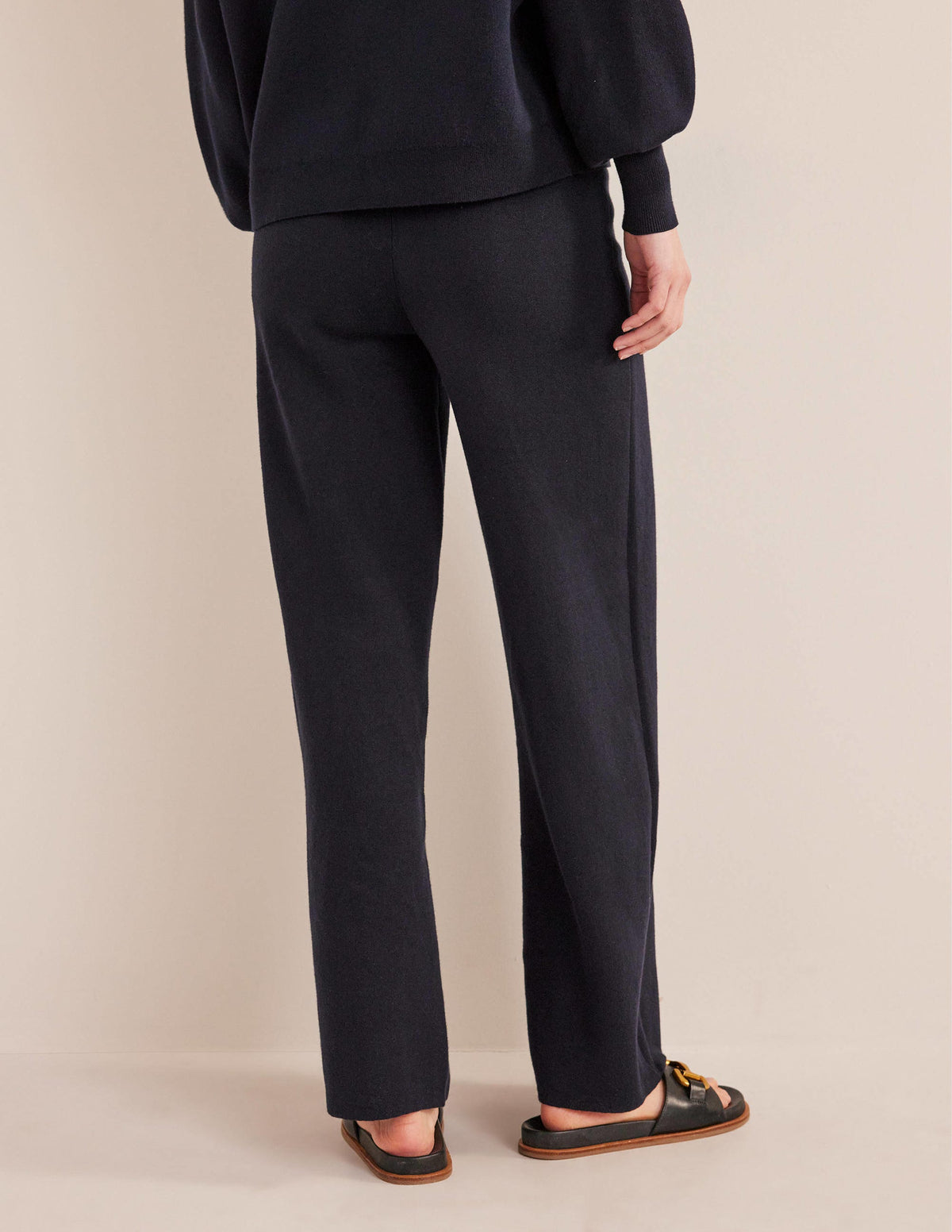Knitted Wide Leg Pants-Navy - Image 3