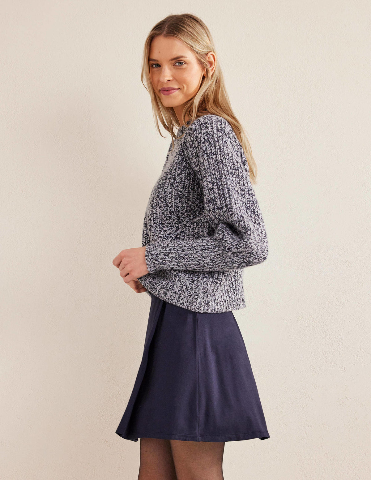 Jersey Wrap Mini Skirt-Navy-1