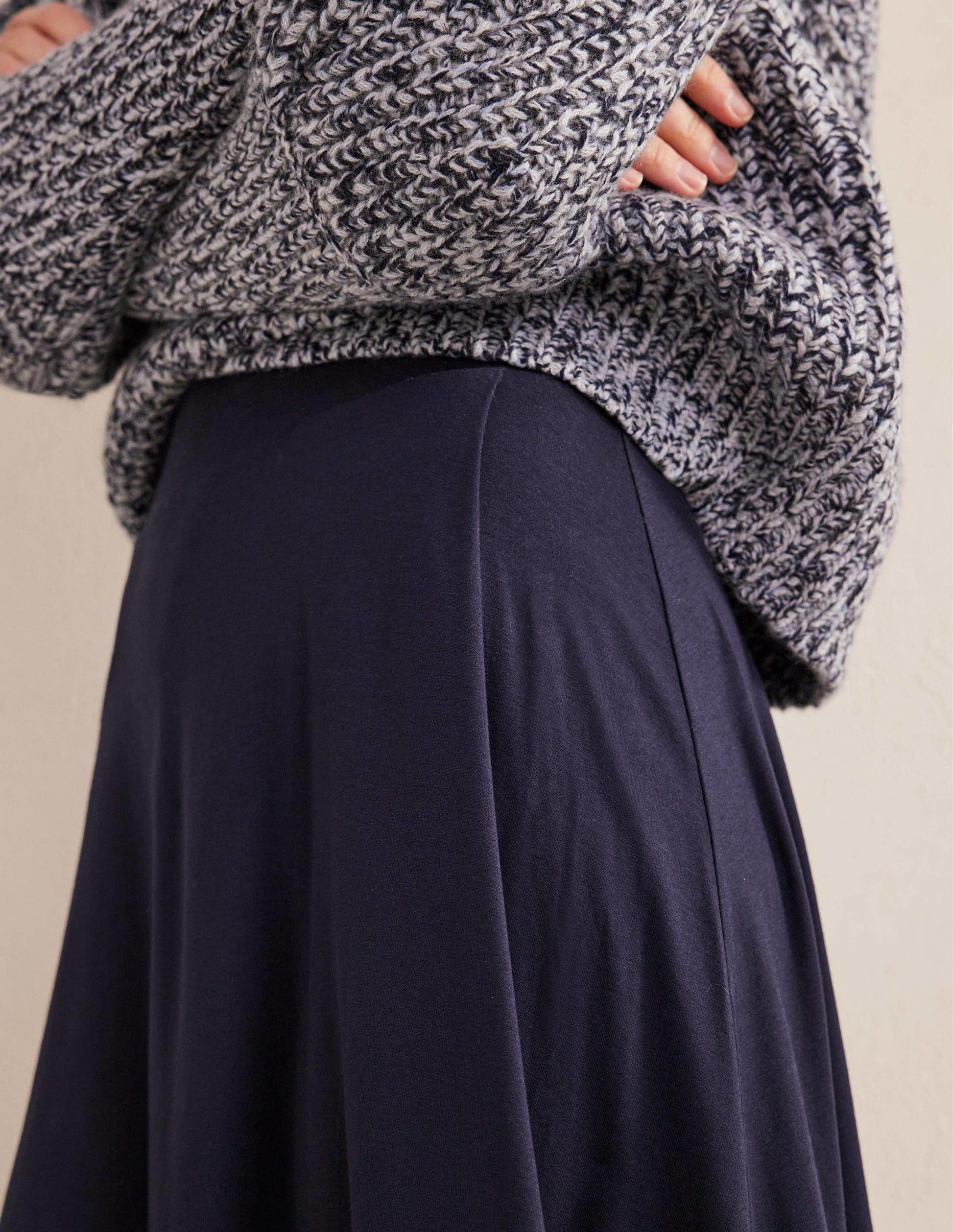 Jersey Wrap Mini Skirt-Navy-2