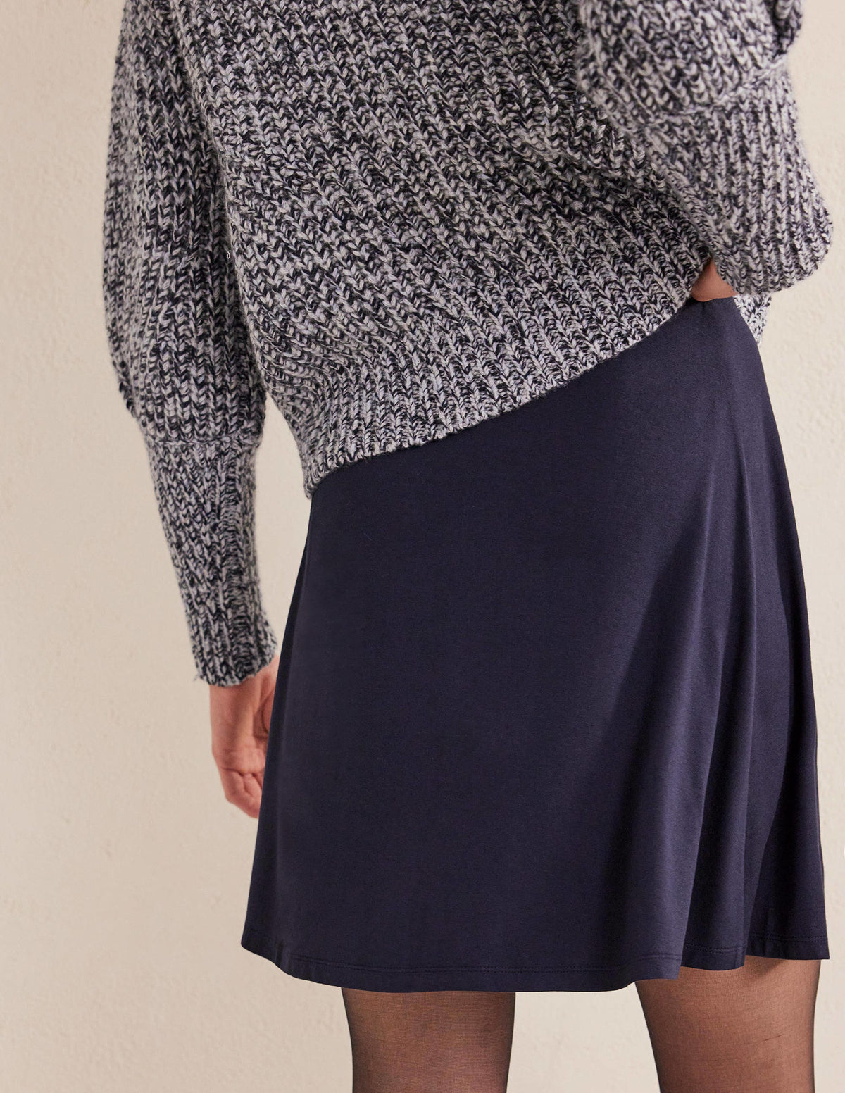 Jersey Wrap Mini Skirt-Navy-3