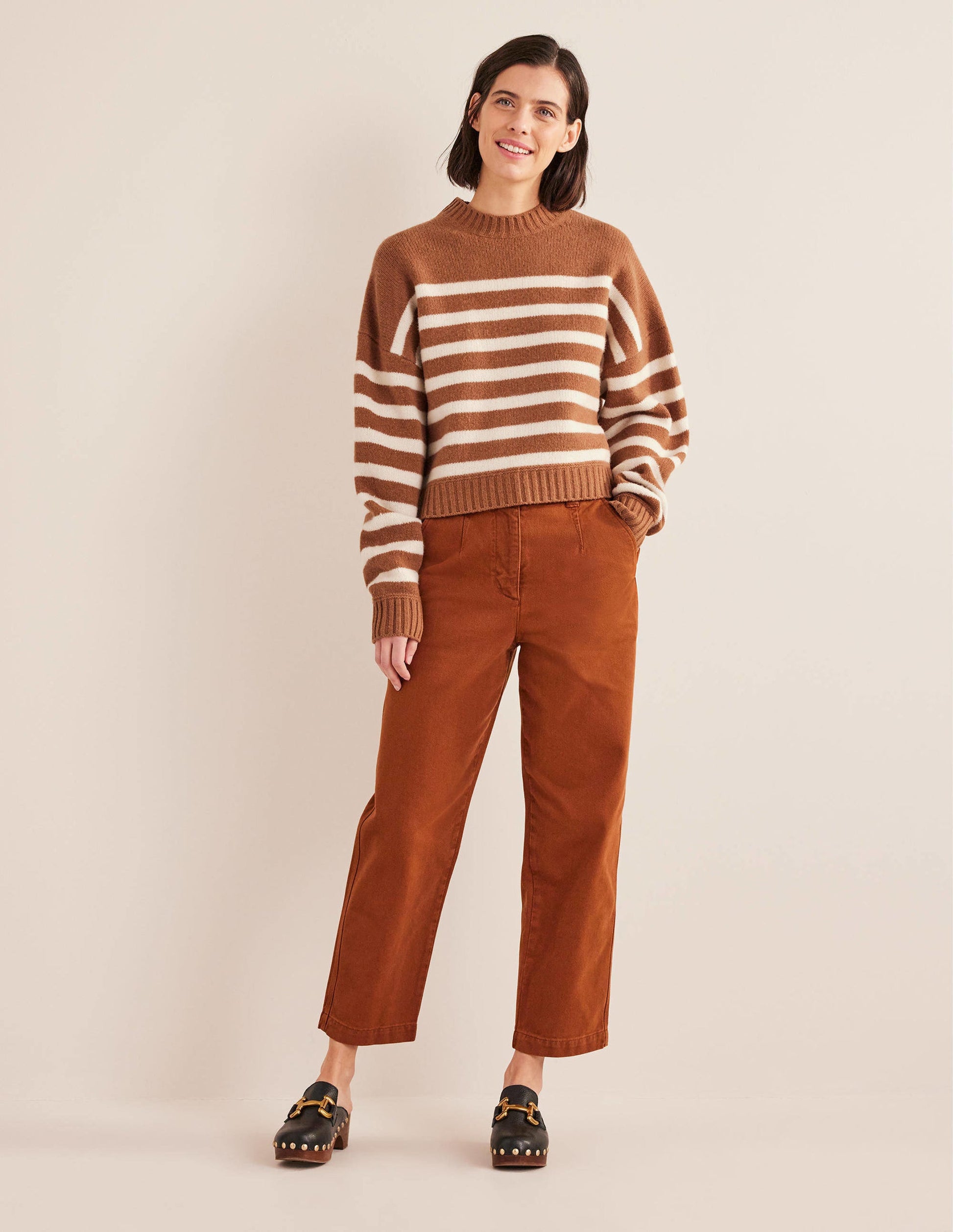 Casual Cotton Pants-Cognac-1