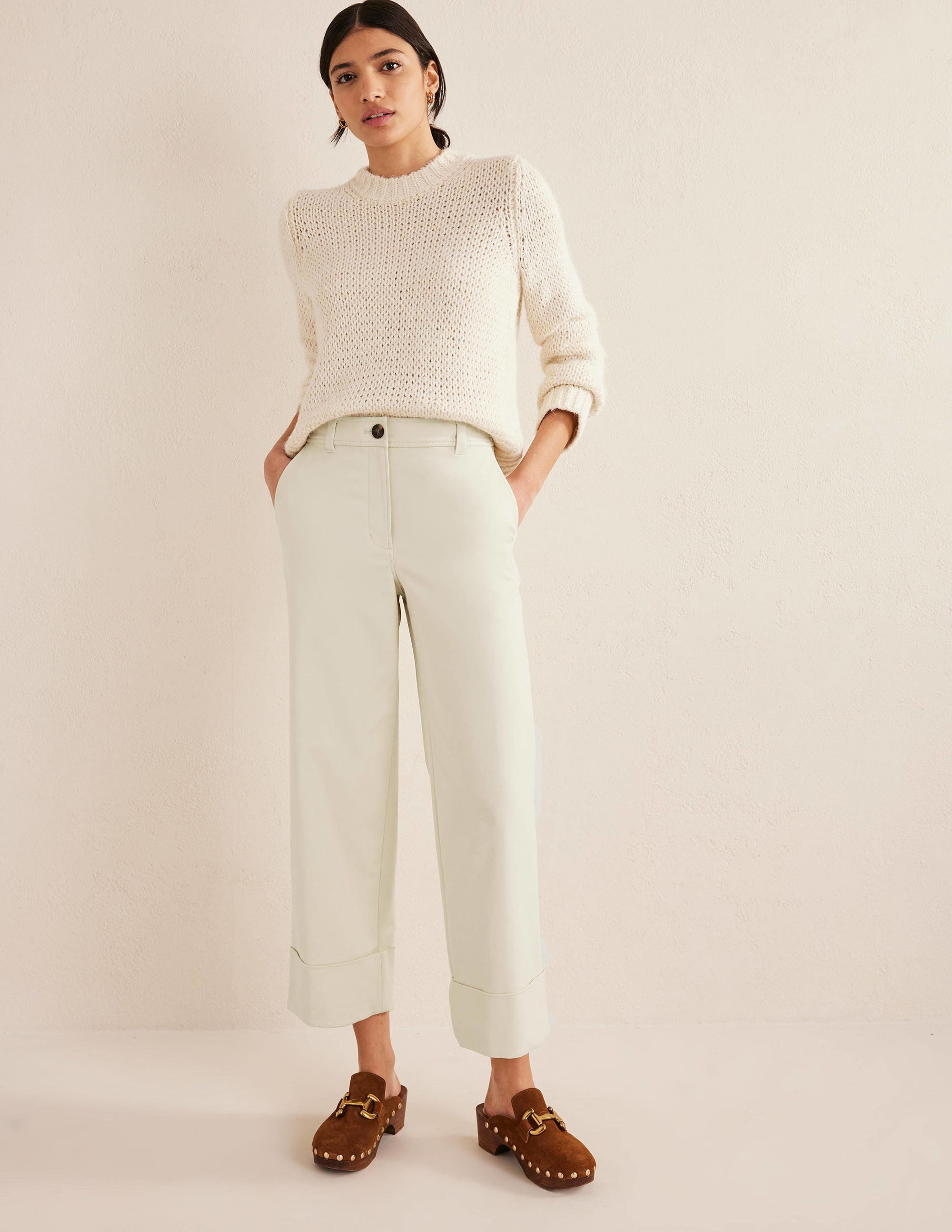 Tailored Turn Up Pants-Pistachio Shell - Image 1