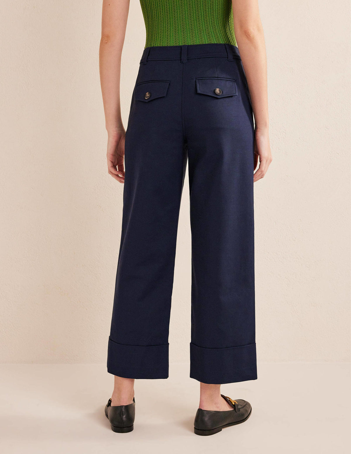 Tailored Turn Up Pants-Navy - Image 3