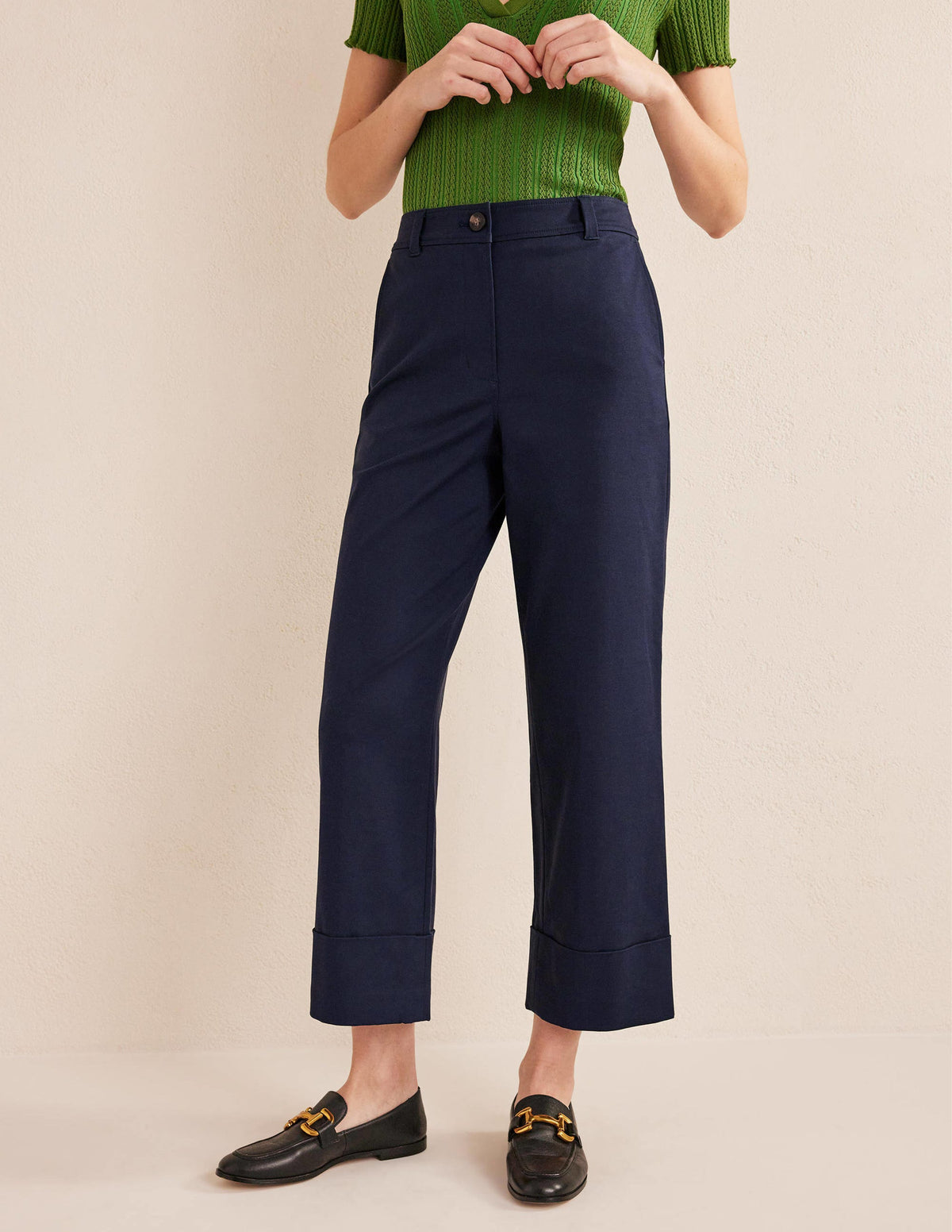 Tailored Turn Up Pants-Navy - Image 4