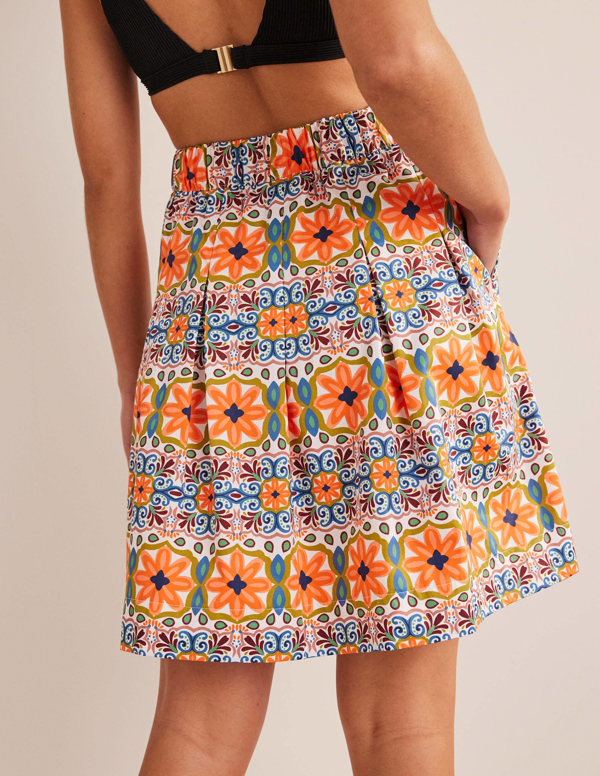 Pleated Cotton Skirt-Multi, Tapestry Stripe - Image 2