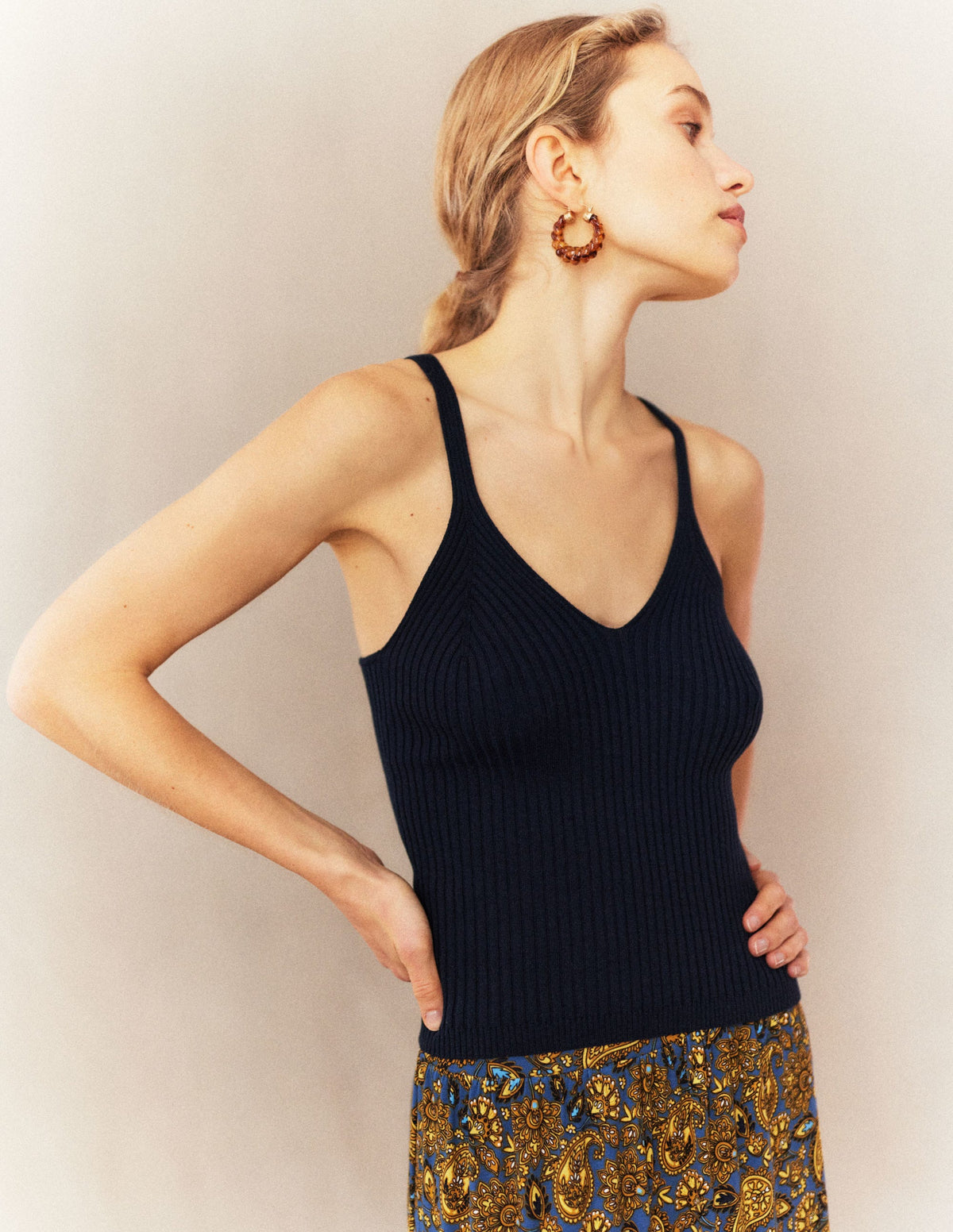 Jersey Maxi Skirt-Harvest Gold, Paisley Terrace - Image 6