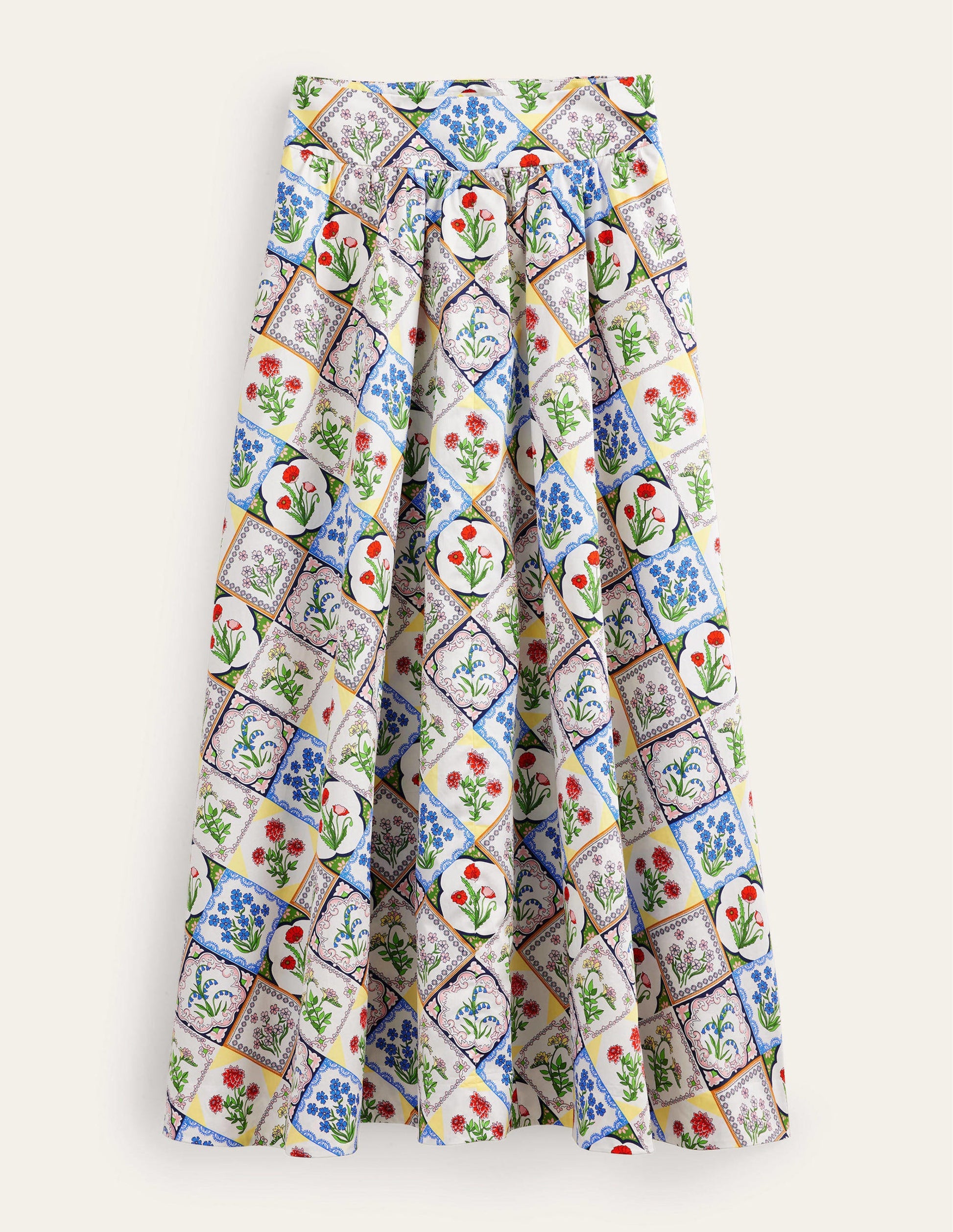 Full Printed Maxi Skirt-Ivory, Wild Bluebell-5