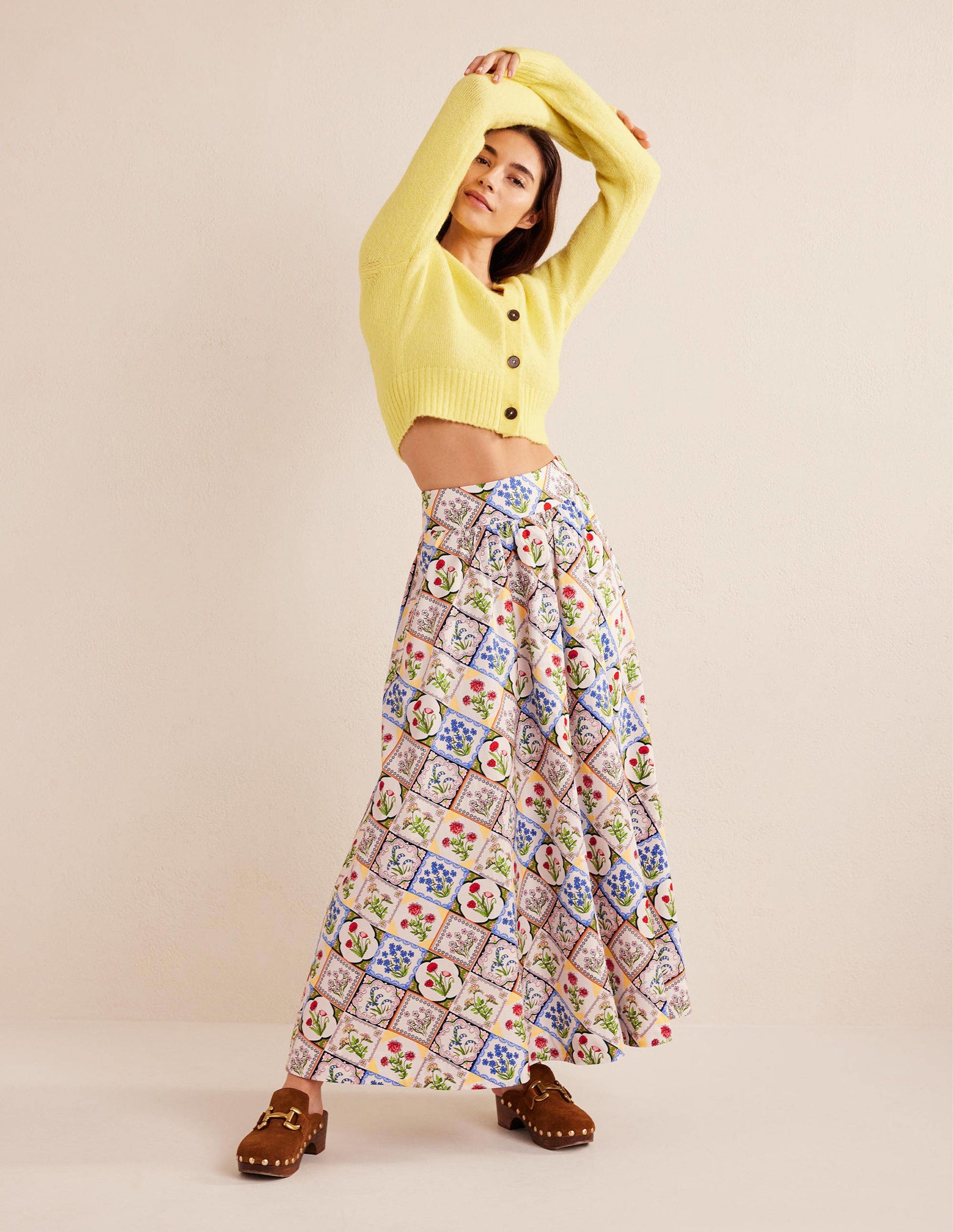 Full Printed Maxi Skirt-Ivory, Wild Bluebell-1