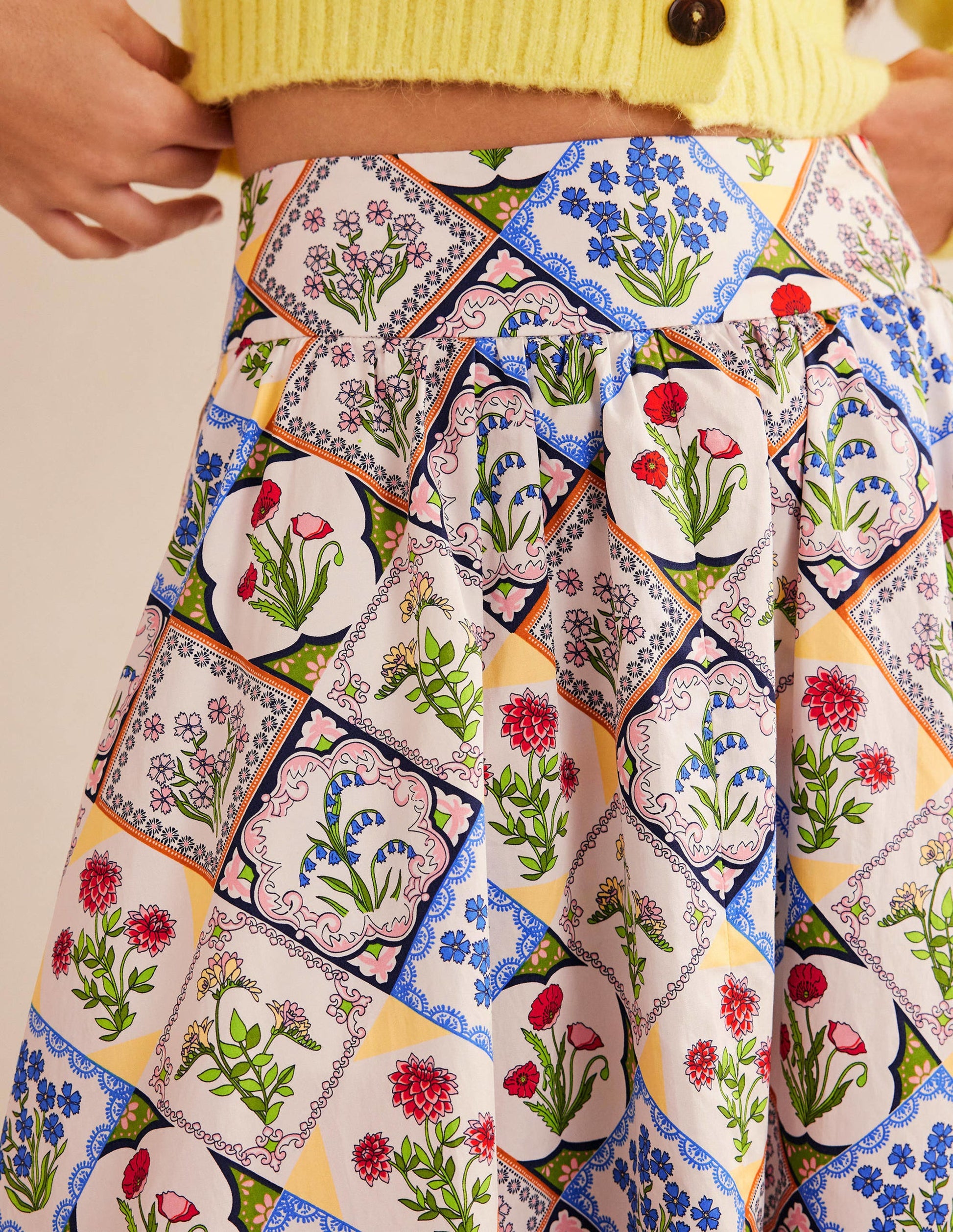 Full Printed Maxi Skirt-Ivory, Wild Bluebell-2