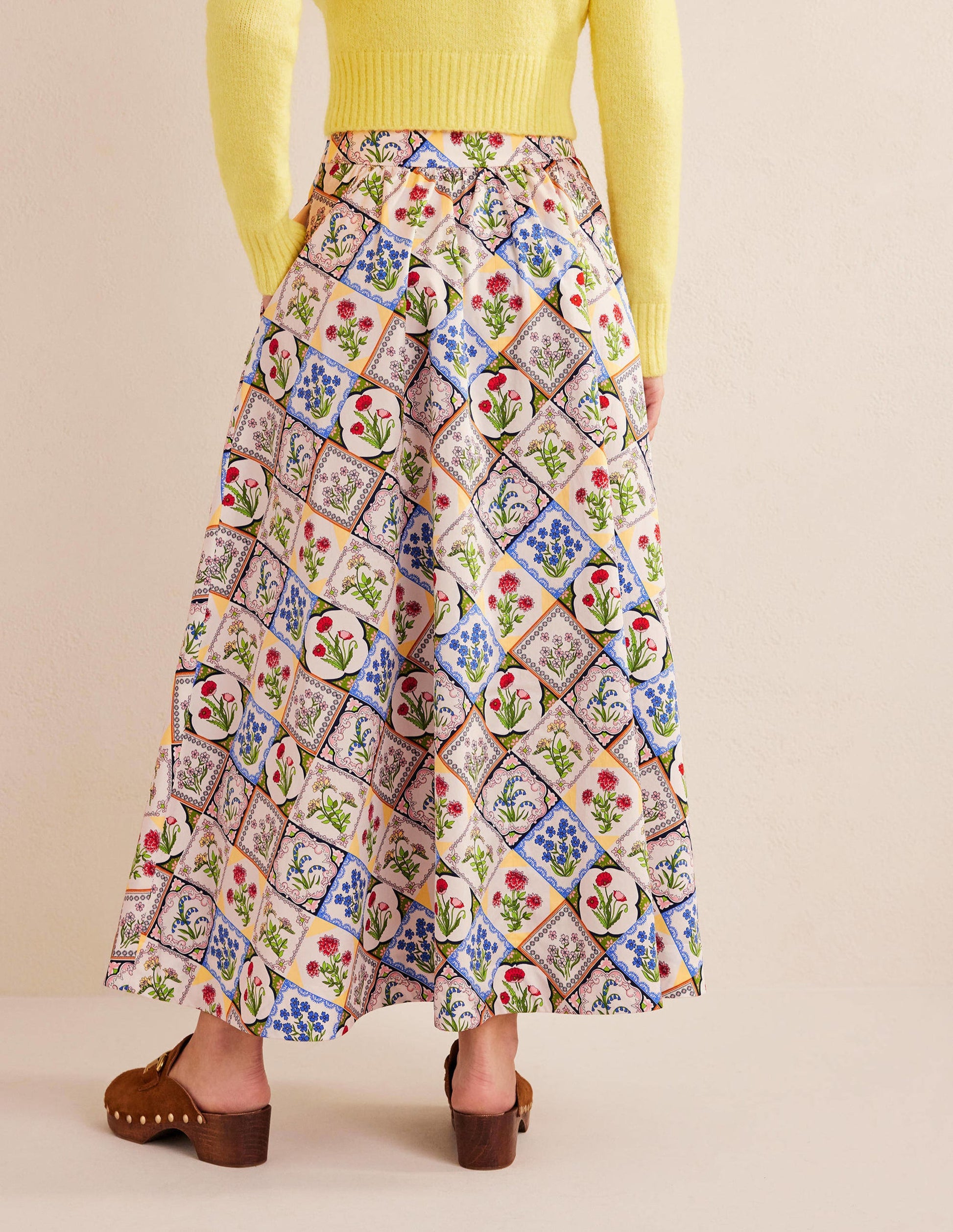 Full Printed Maxi Skirt-Ivory, Wild Bluebell-3