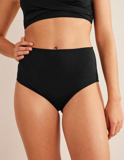 High Waisted Bikini Bottoms-Black