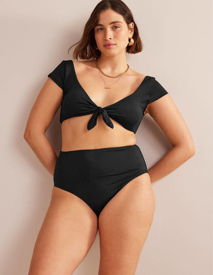 High Waisted Bikini Bottoms-Black