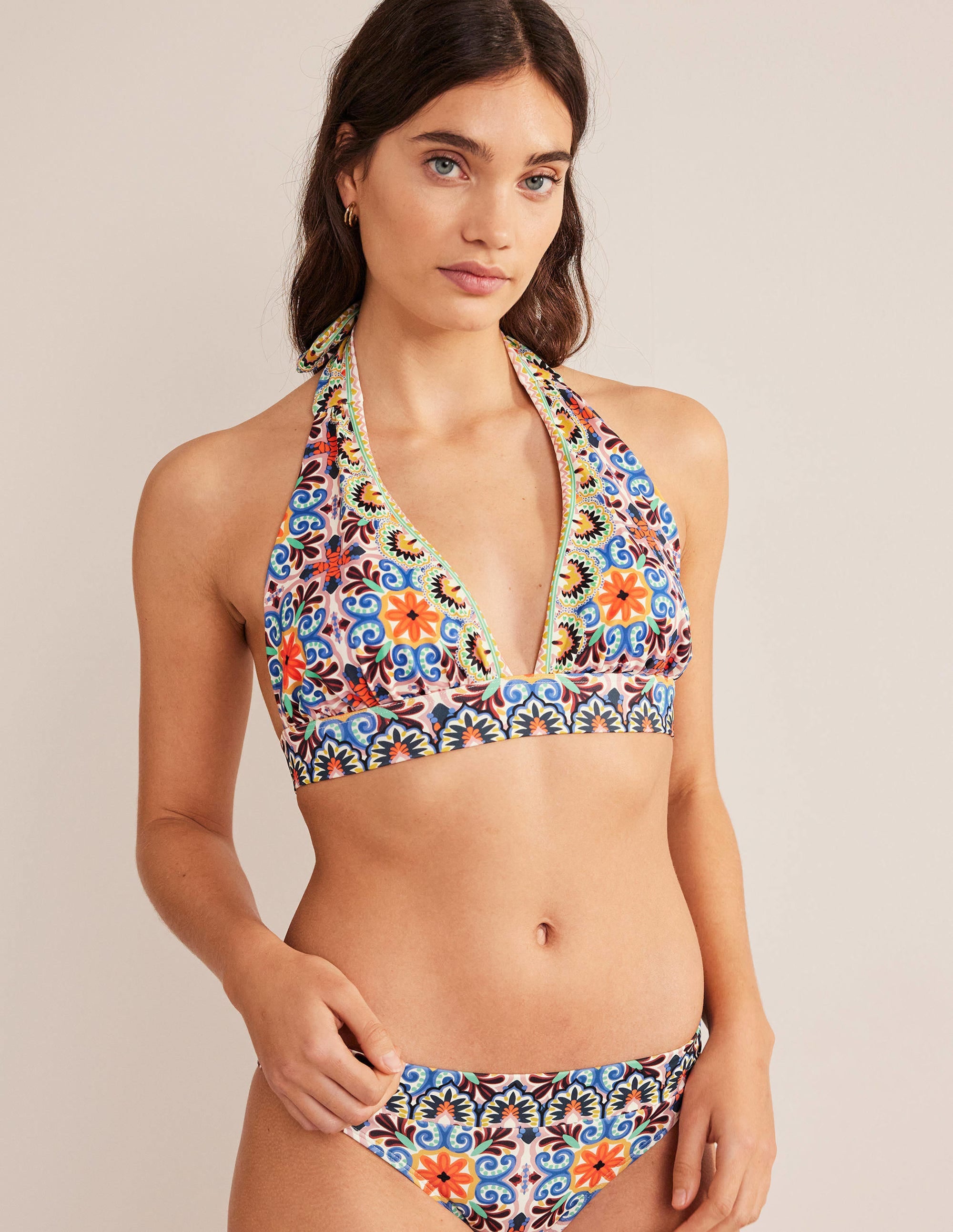 Merano Deep V-neck Bikini Top-Multi, Tapestry Tile - Image 4