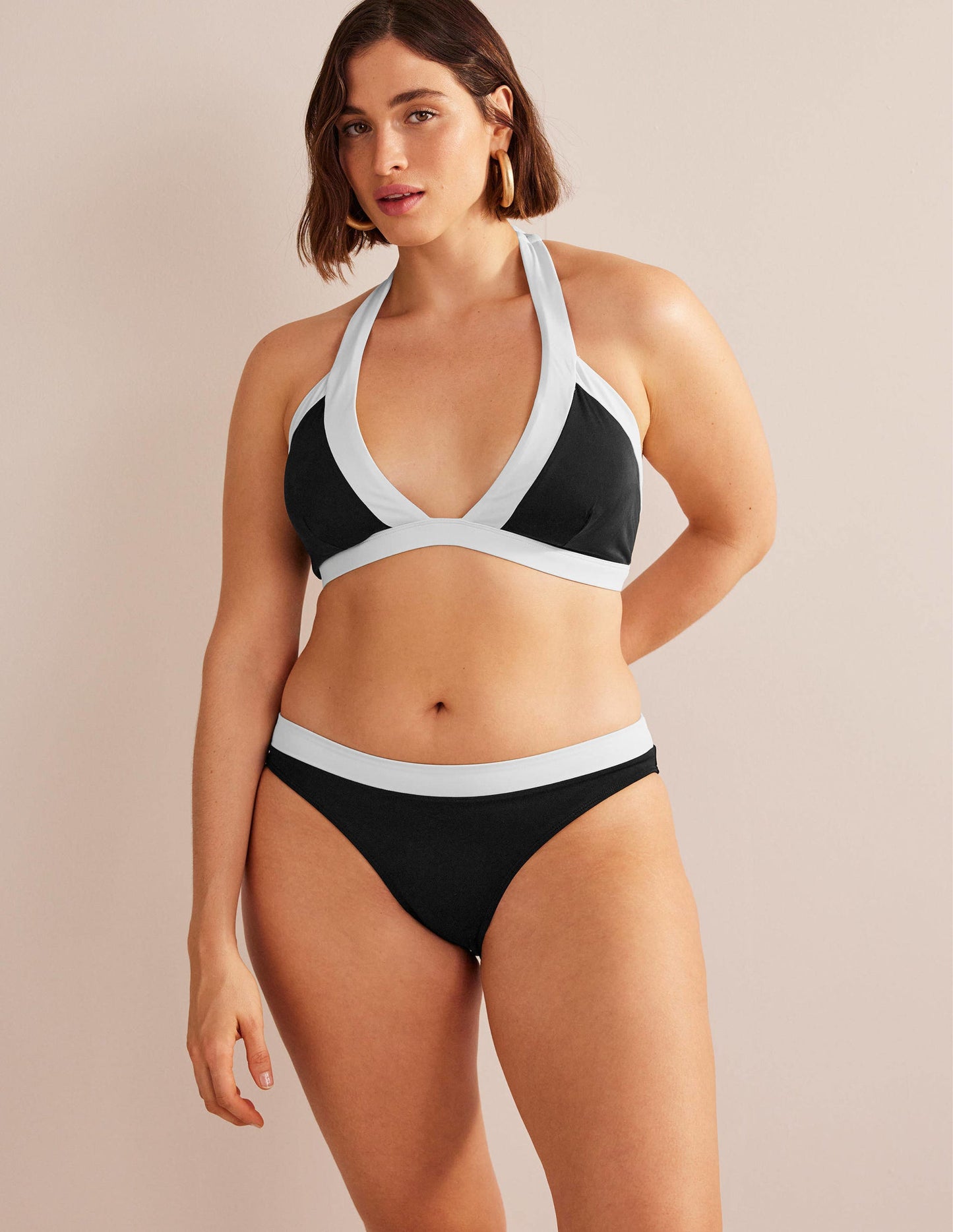 Ithaca Halter Bikini Top-Black Colourblock