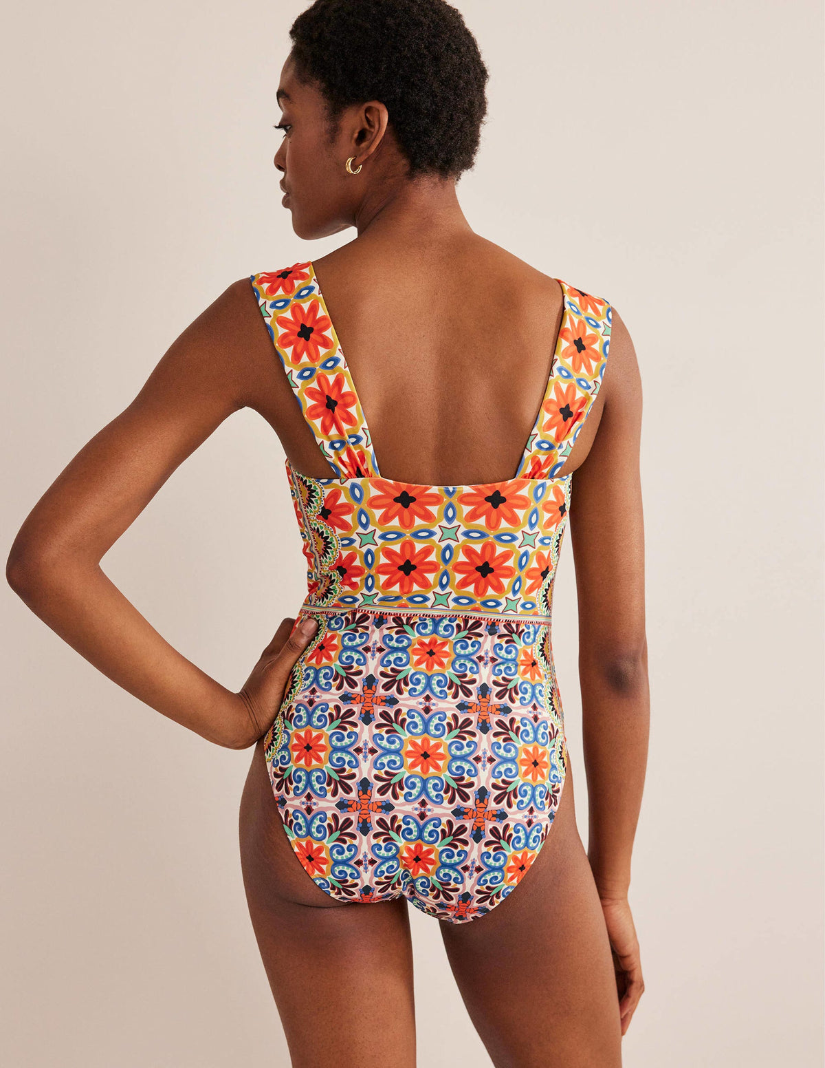 Pleated Sweetheart Swimsuit-Tigerlily, Tapestry Geo-3