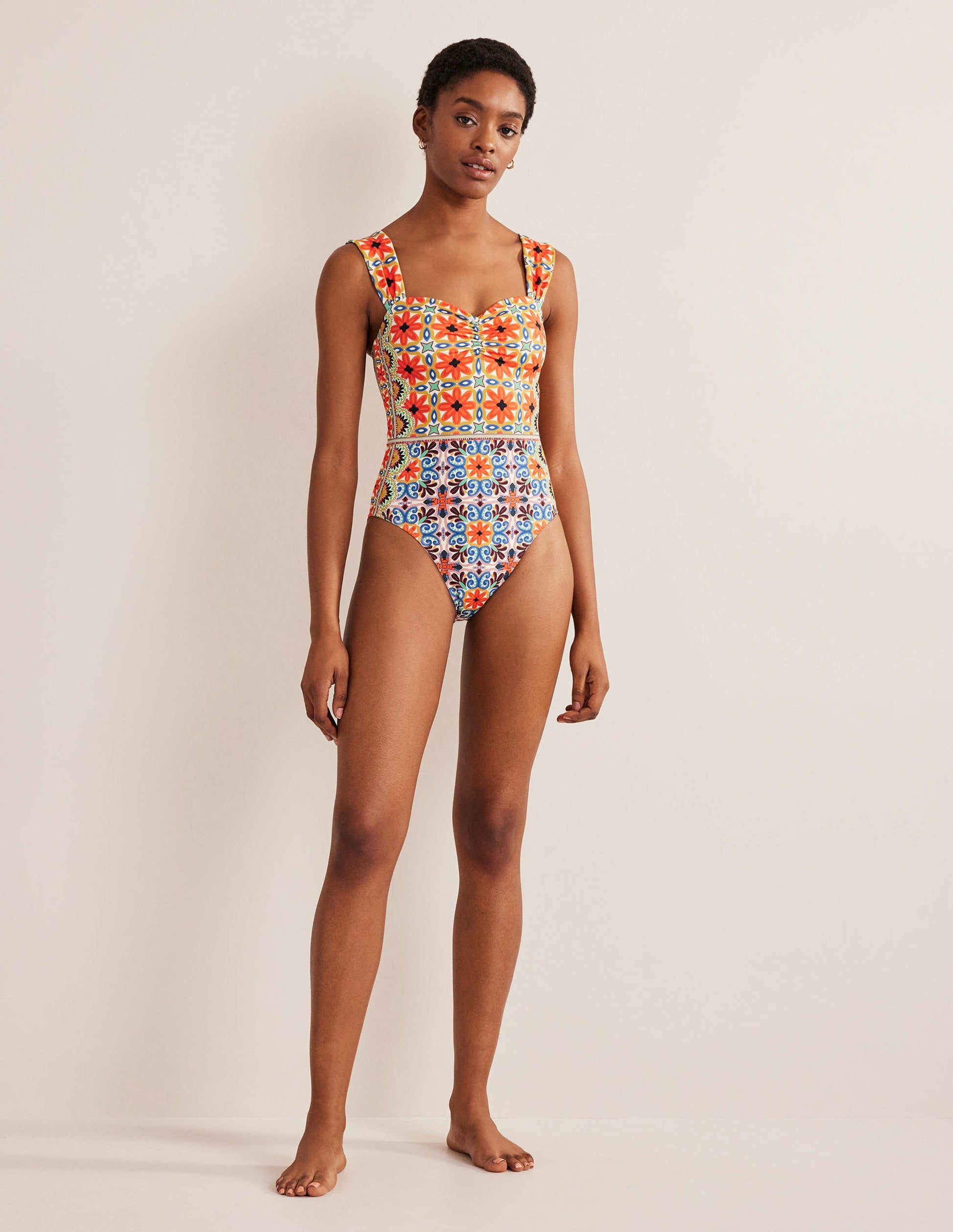 Pleated Sweetheart Swimsuit-Tigerlily, Tapestry Geo-5