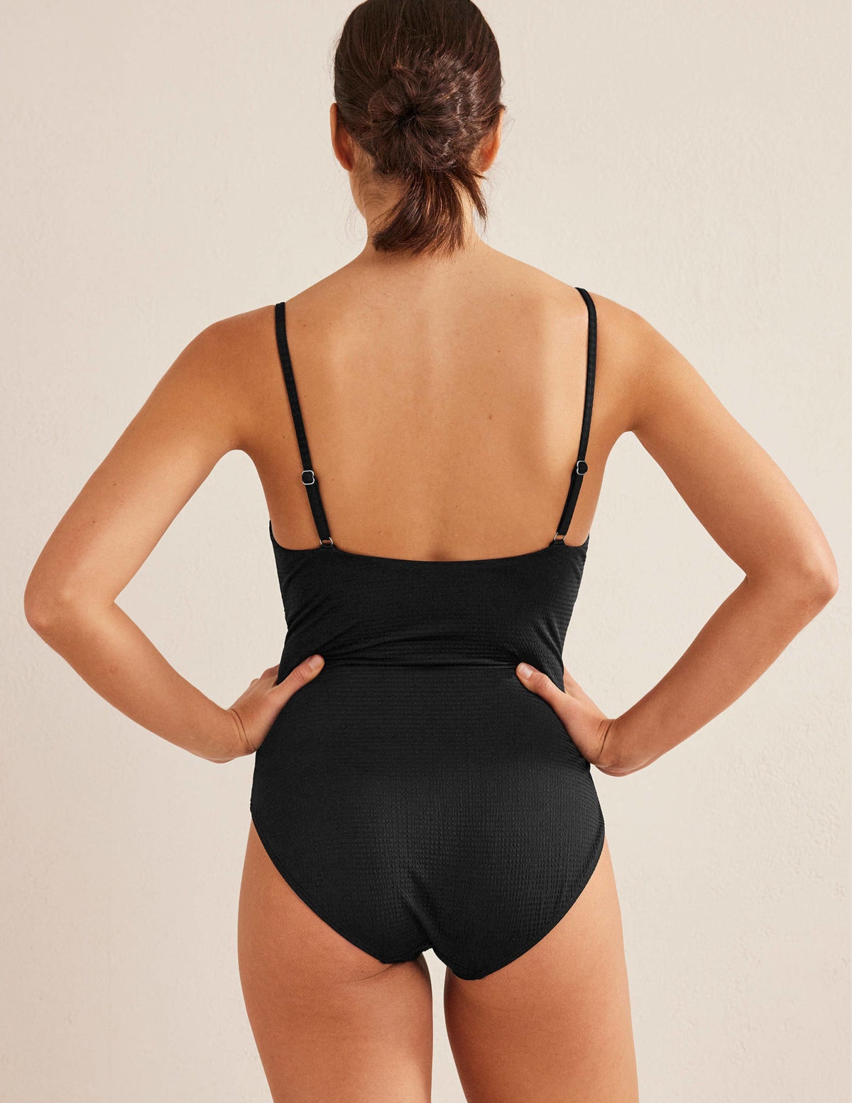 Capri Cup-size Swimsuit-Black Seersucker Texture - Image 3