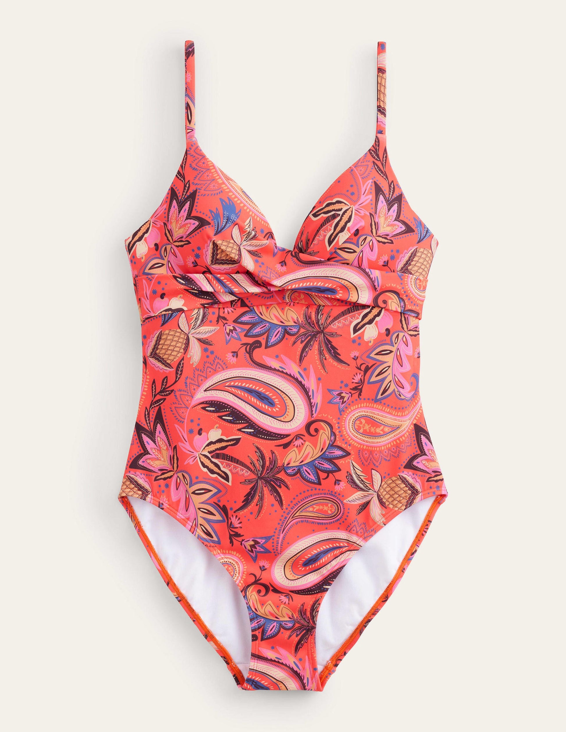 Capri Cup-size Swimsuit-Coral, Paradise Paisley-2