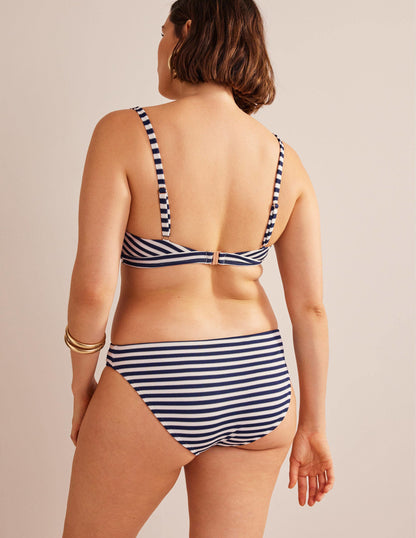 Arezzo Texture Bikini Bottoms-Navy, Ivory Texture Stripe