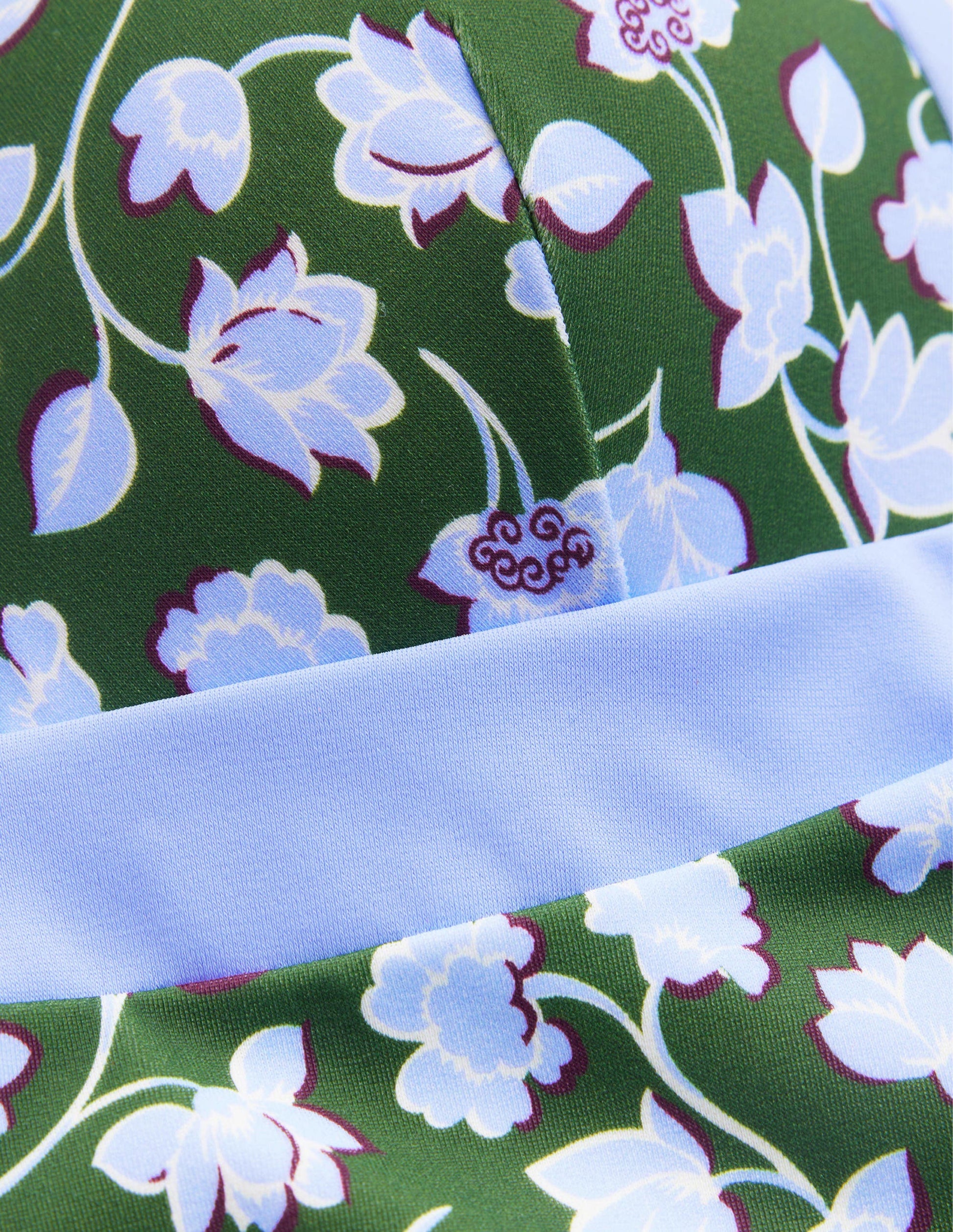 Triangle Panelled Swimsuit-Winter Green, Blue Floral-6