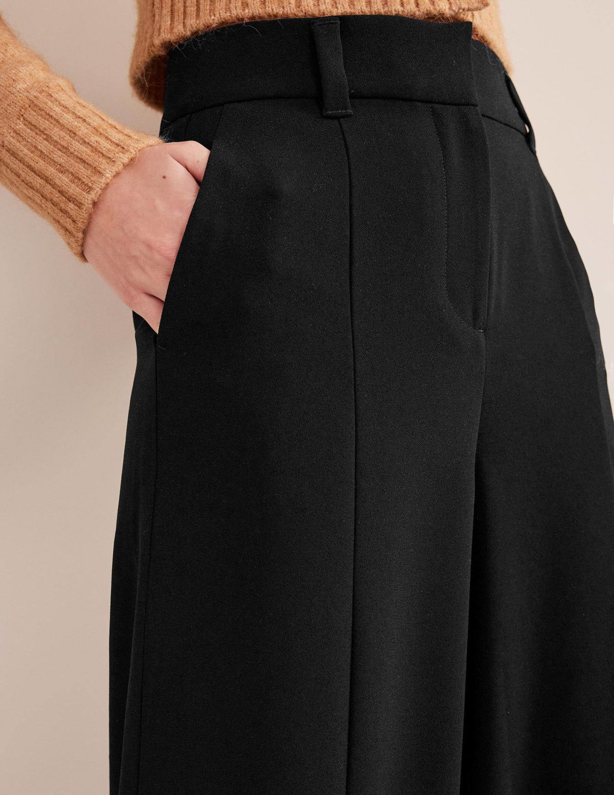 Fluid Wide Leg Culottes-Black-2
