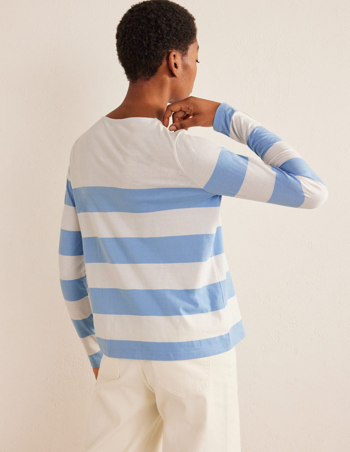 Bea Long Sleeve Breton-Linseed and Ivory Wide Stripe - Image 3