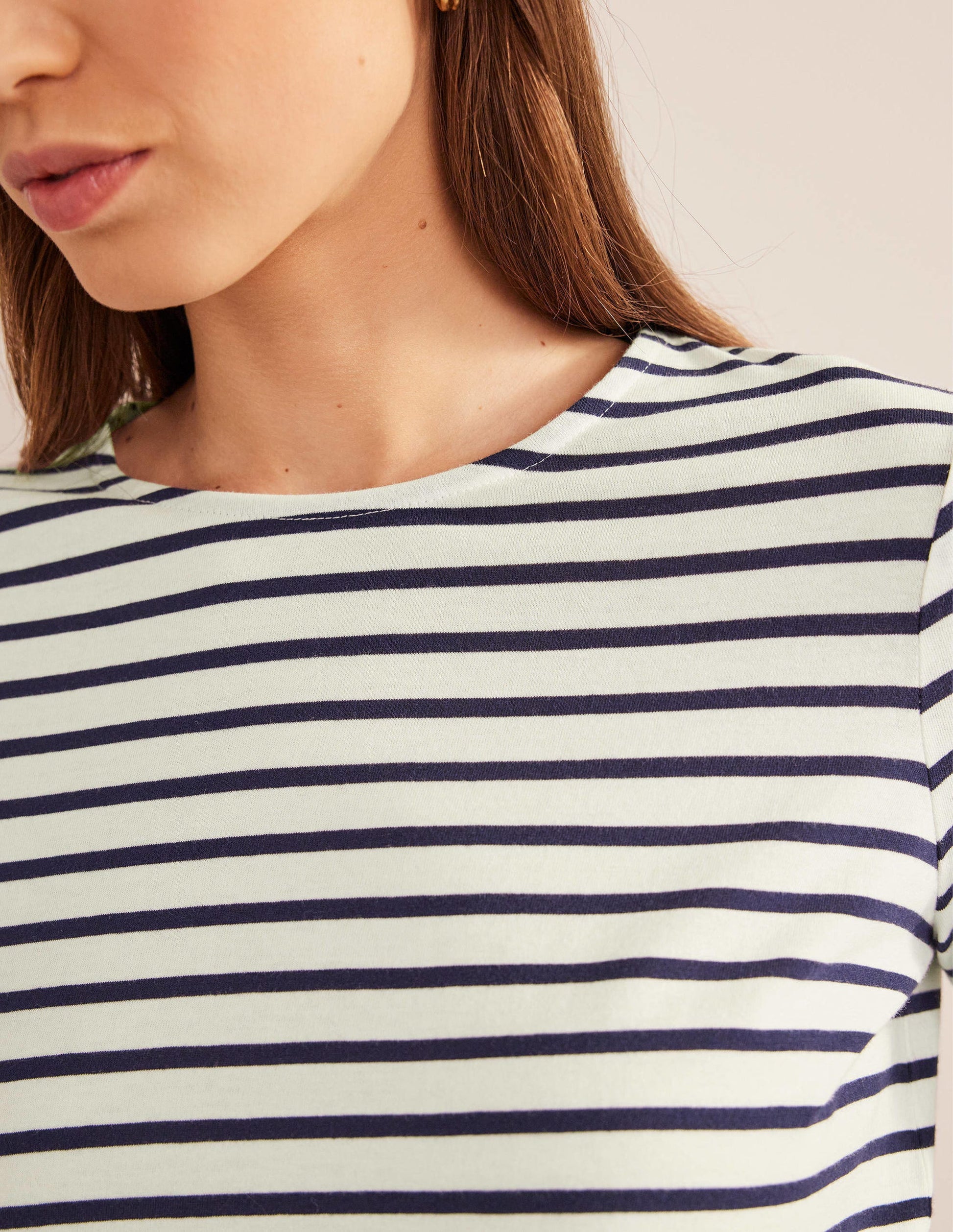 Bea Long Sleeve Breton-Ivory, Navy-2