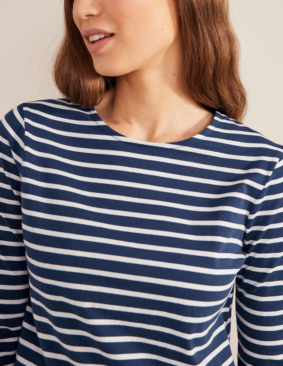 Bea Long Sleeve Breton-Navy, Ivory - Image 2