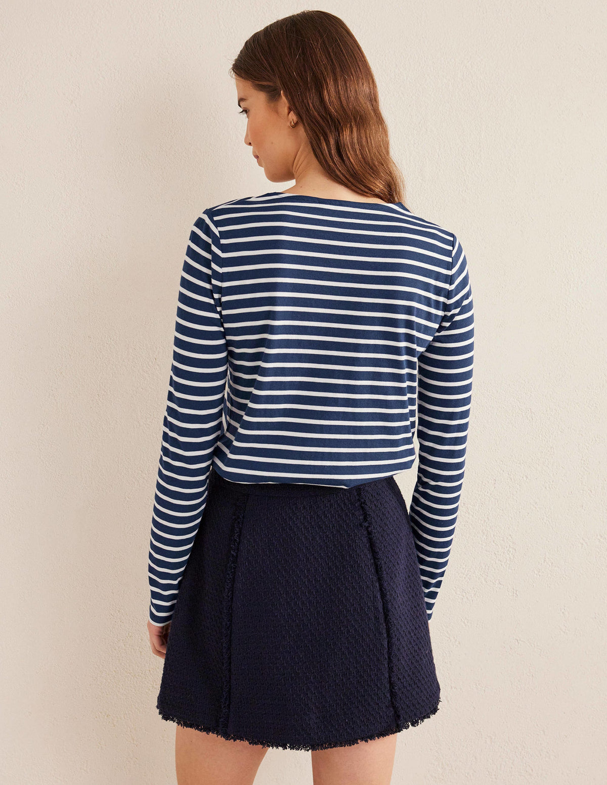 Bea Long Sleeve Breton-Navy, Ivory - Image 3