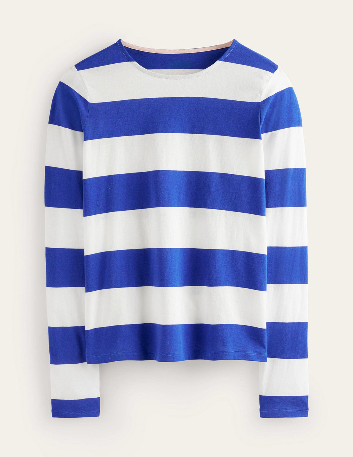 Bea Long Sleeve Breton-Blue, Ivory Wide Stripe - Image 6