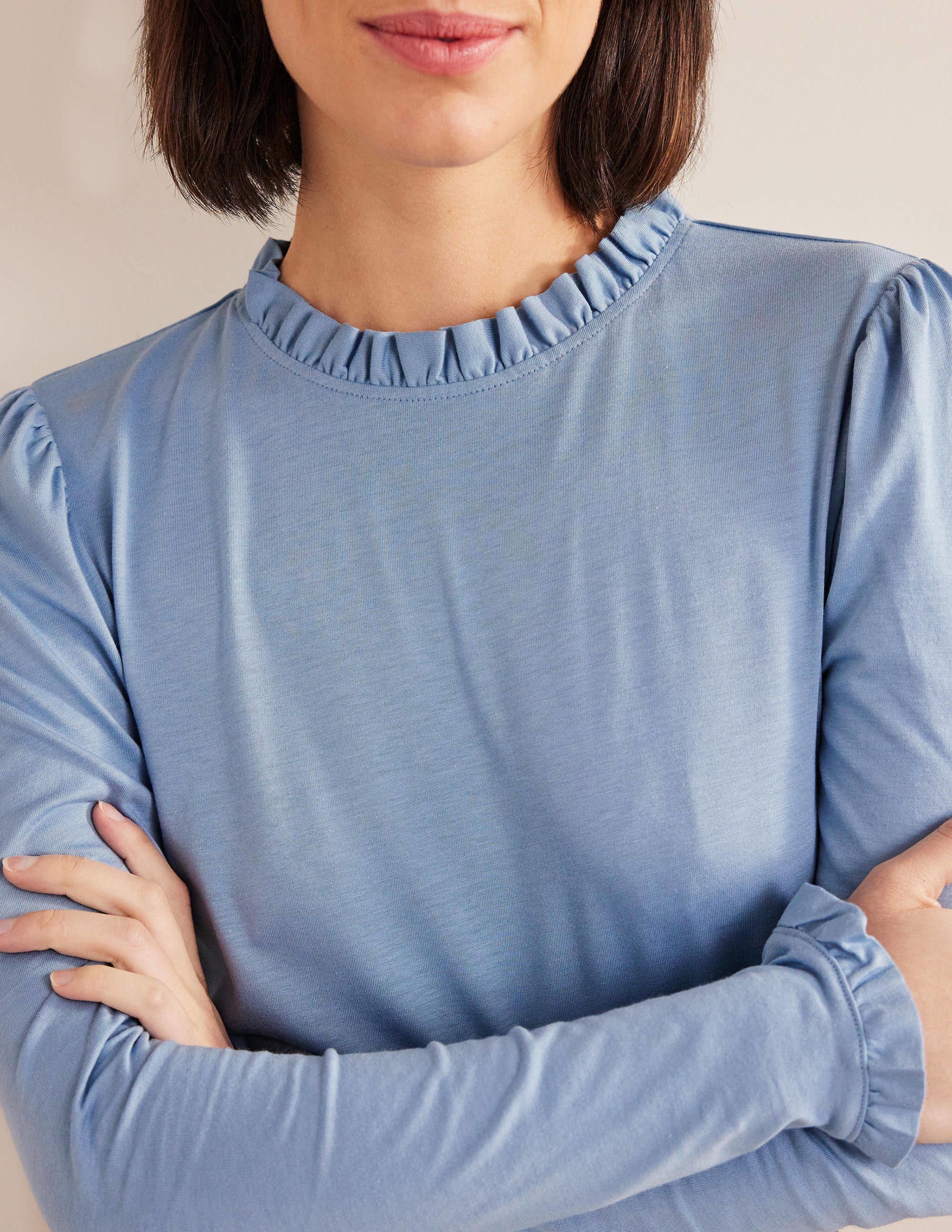 Supersoft Frill Detail Top-Delph Blue - Image 2