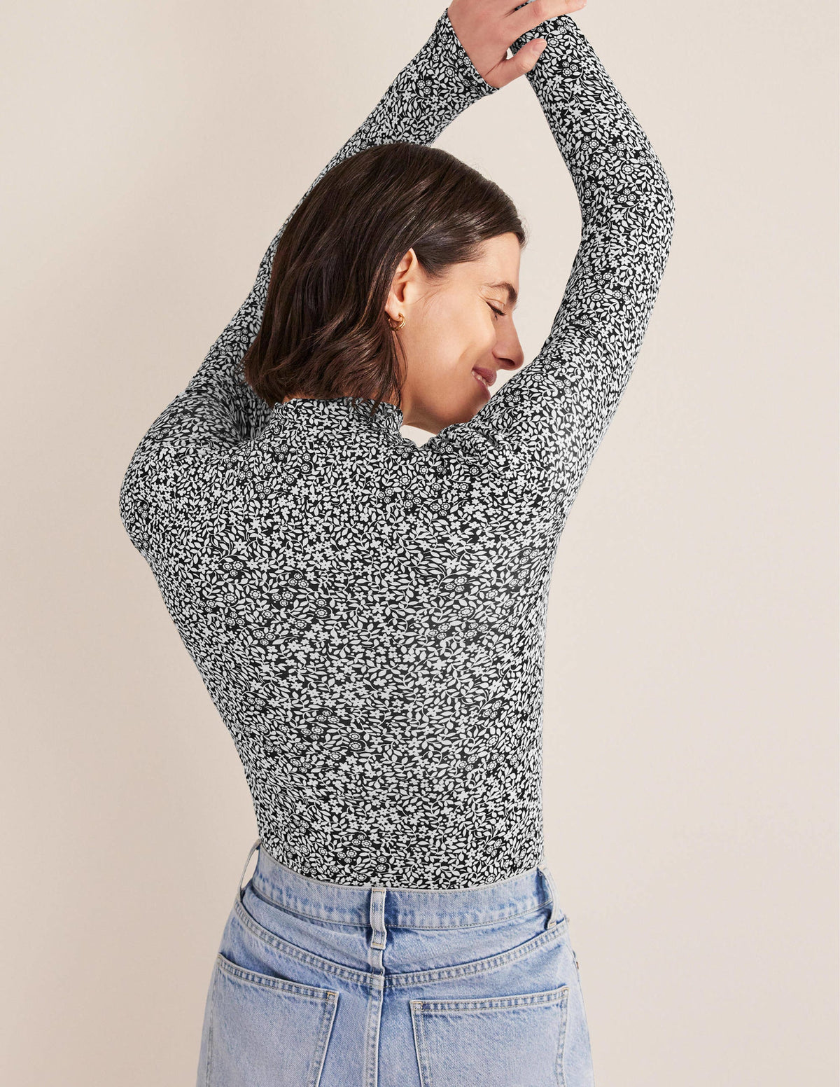 Jersey High Neck Top-Black, Sunflower - Image 3