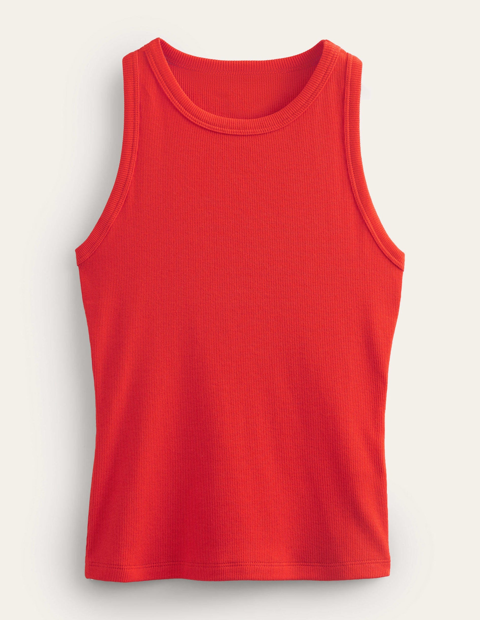 Cotton Ribbed Jersey Tank-Red Pop-5