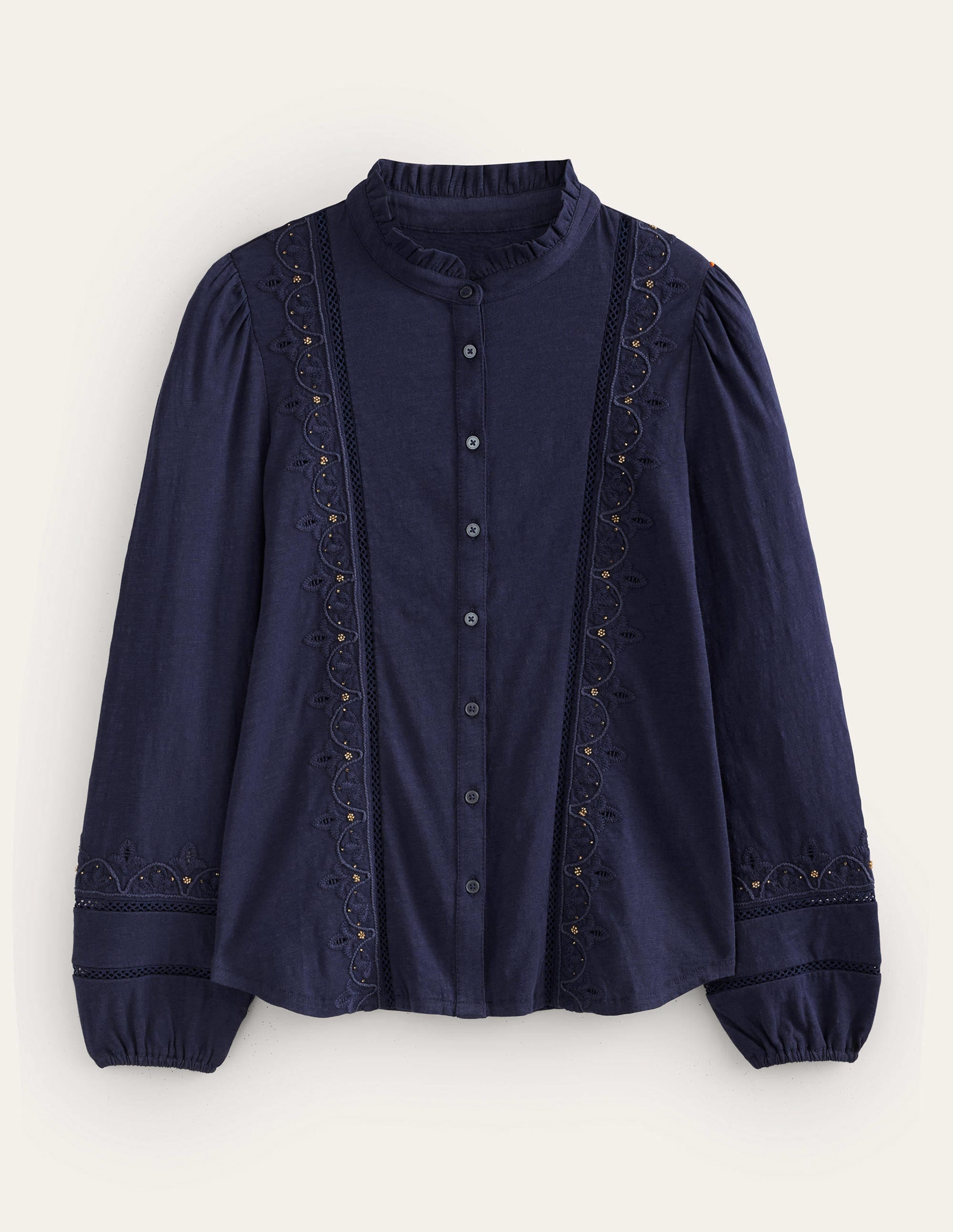 Embroidered Jersey Shirt-Navy - Image 5