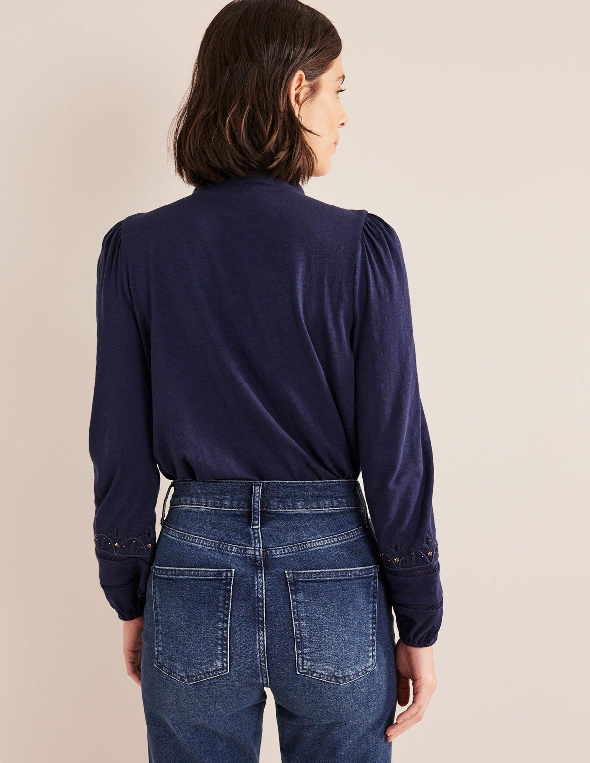 Embroidered Jersey Shirt-Navy-3