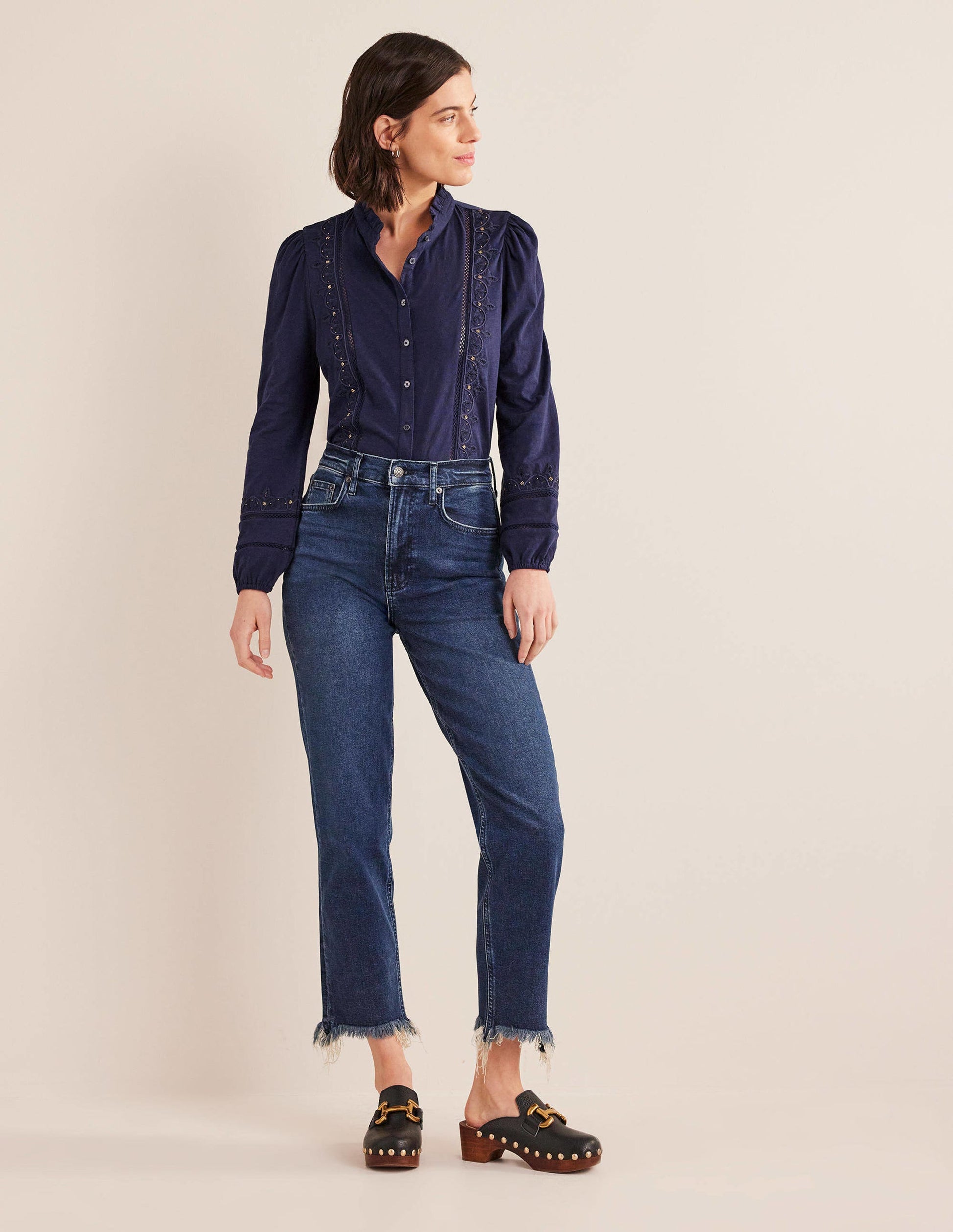 Embroidered Jersey Shirt-Navy-4
