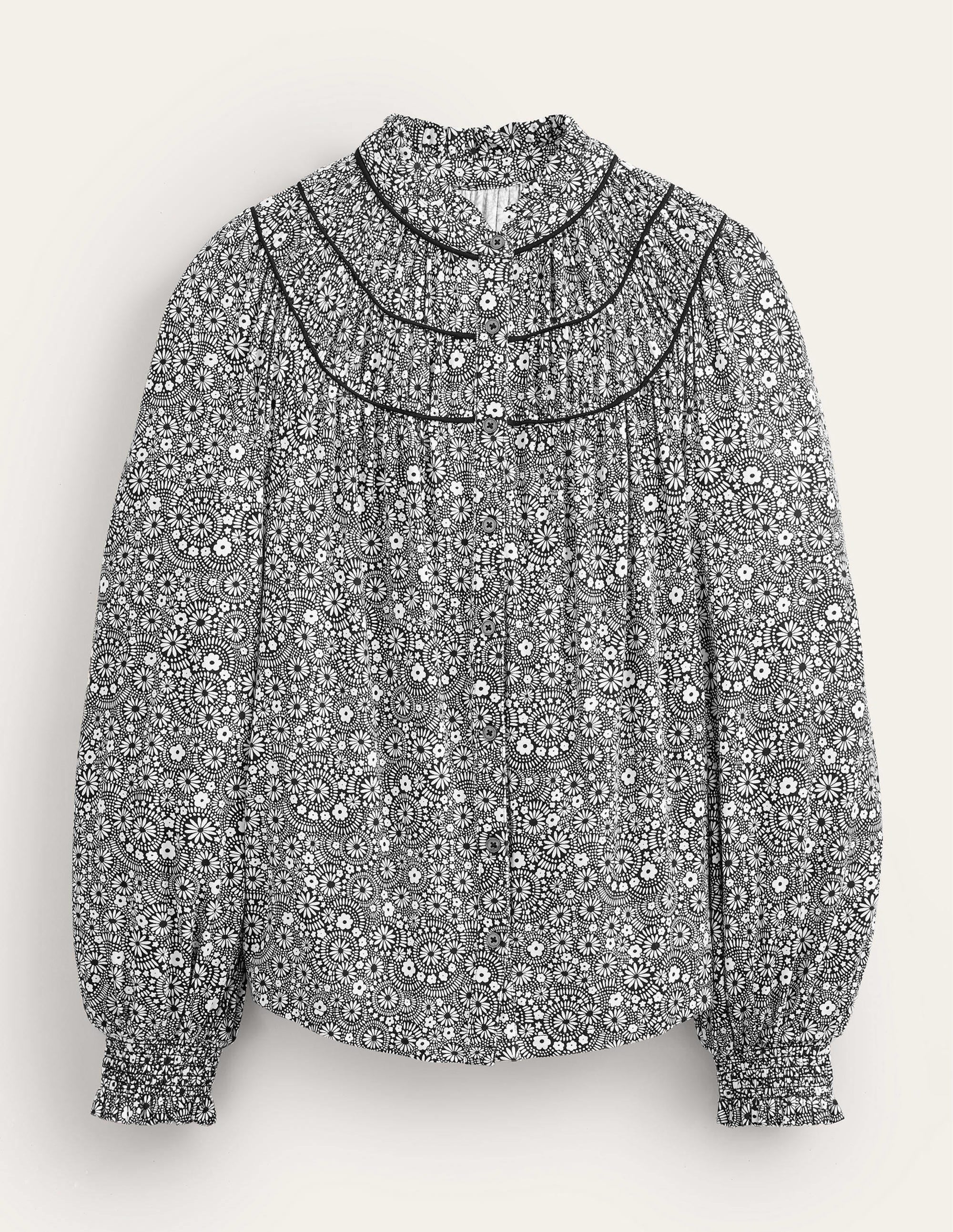 Ruched Yoke Jersey Shirt-Black, Dotty Daisy - Image 5
