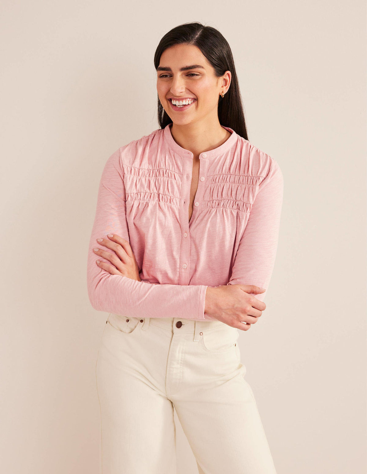 Ruched Yoke Detail Shirt-Milkshake-1