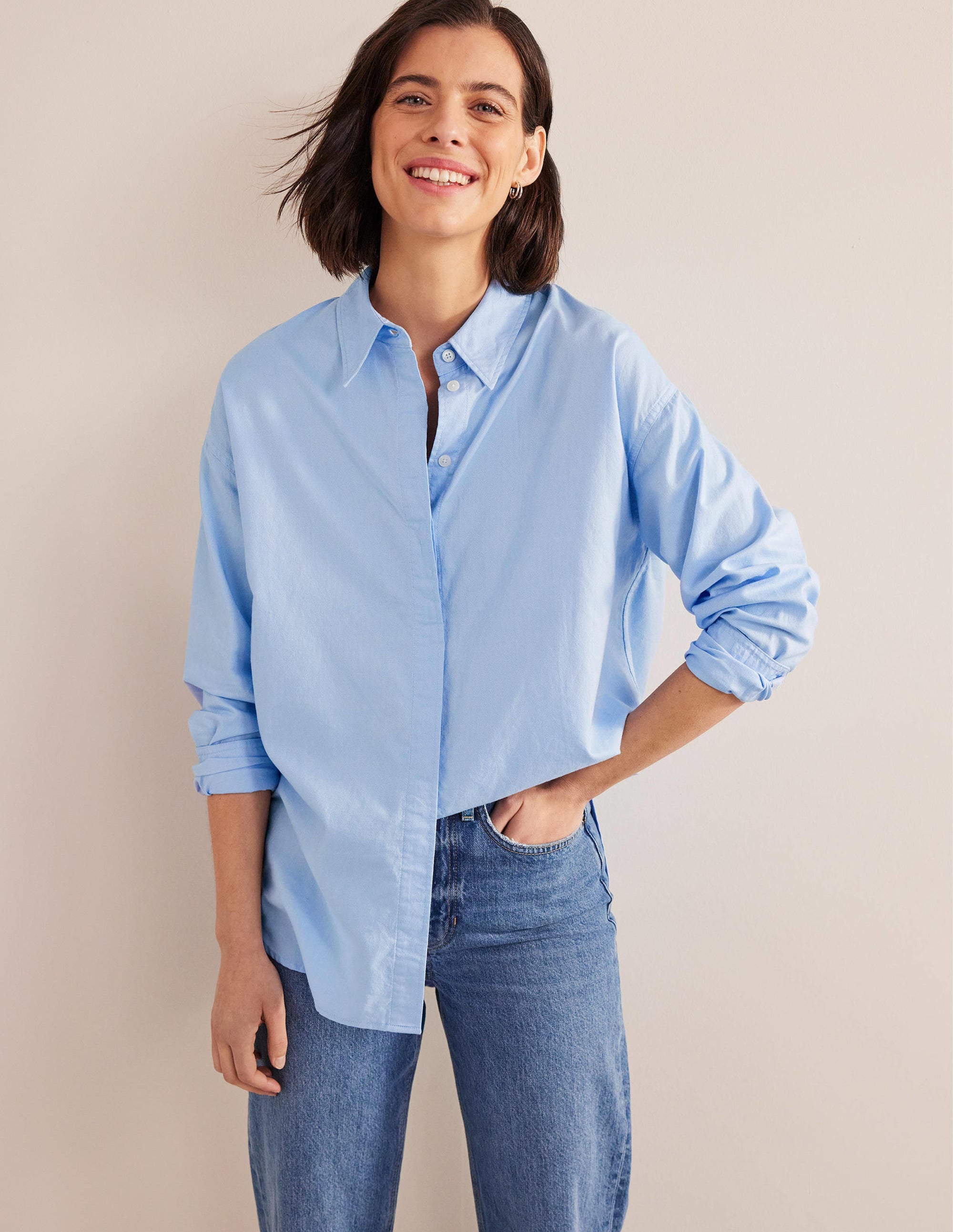 Oversized Cotton Shirt-Chambray Oxford - Image 1