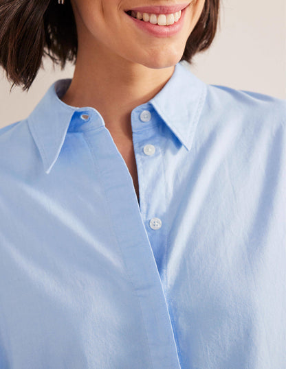 Oversized Cotton Shirt-Chambray Oxford-2