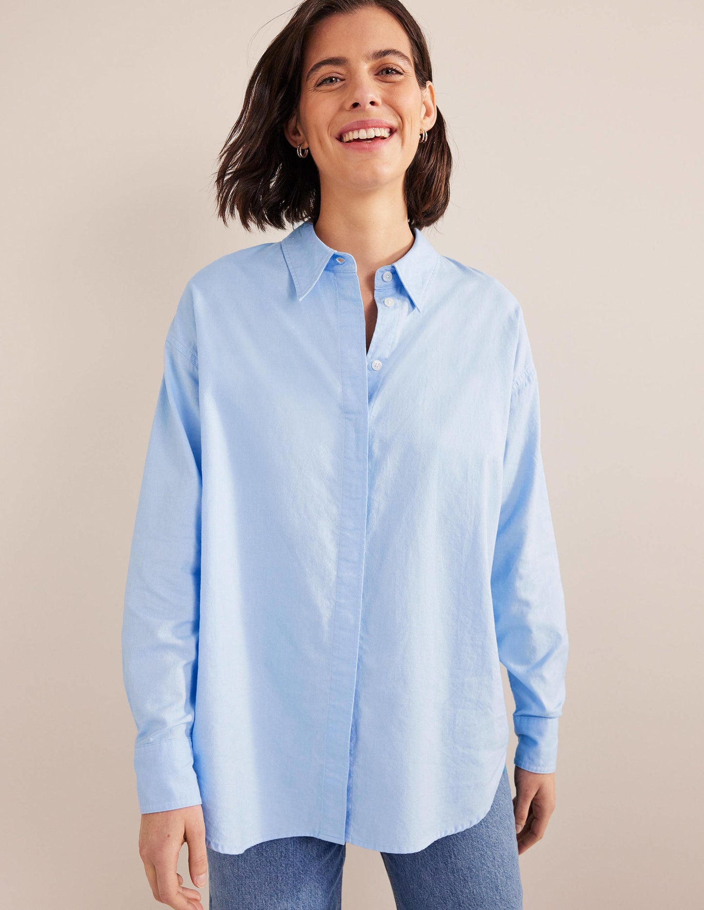 Oversized Cotton Shirt-Chambray Oxford