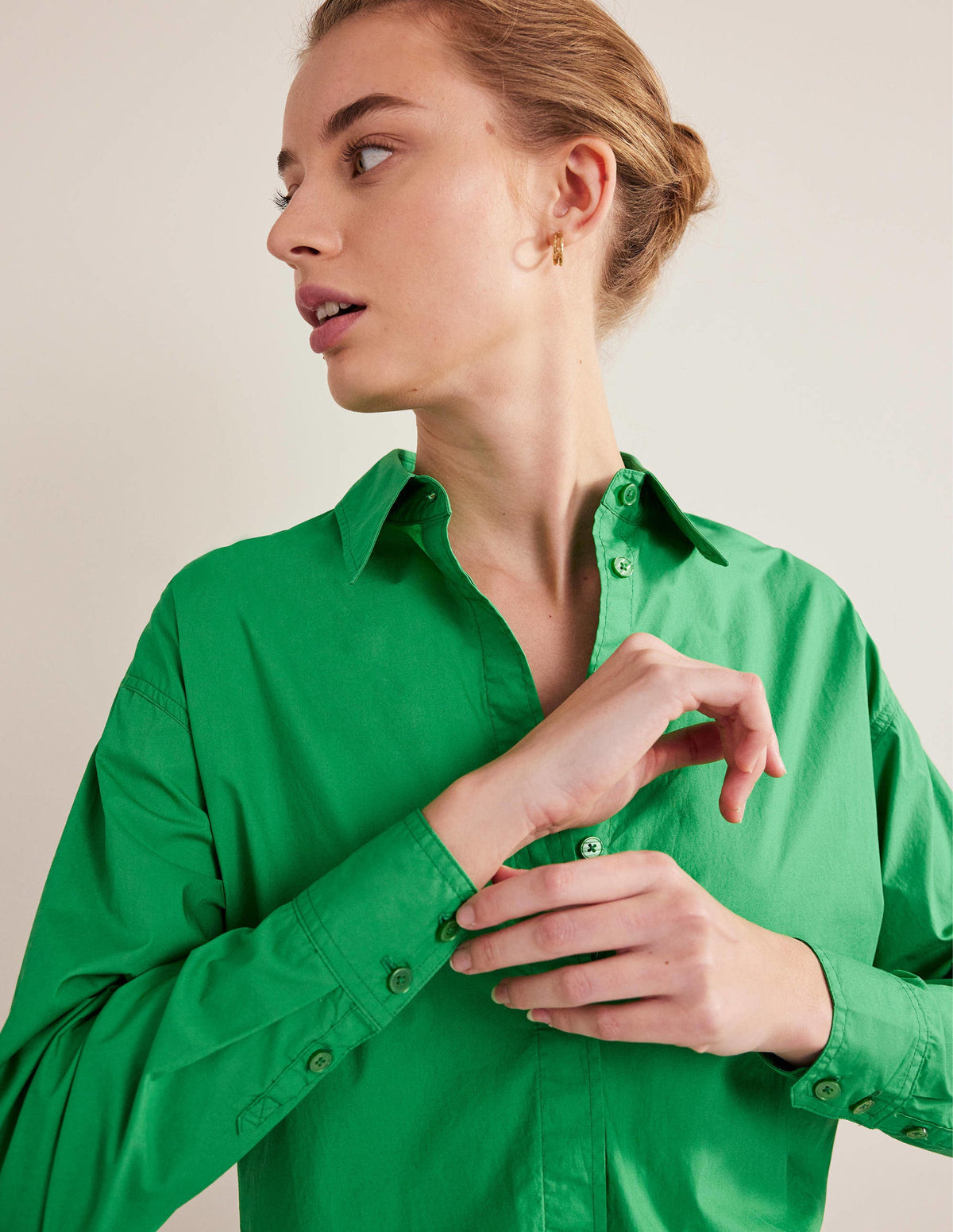 Oversized Cotton Shirt-Green Bee - Image 2