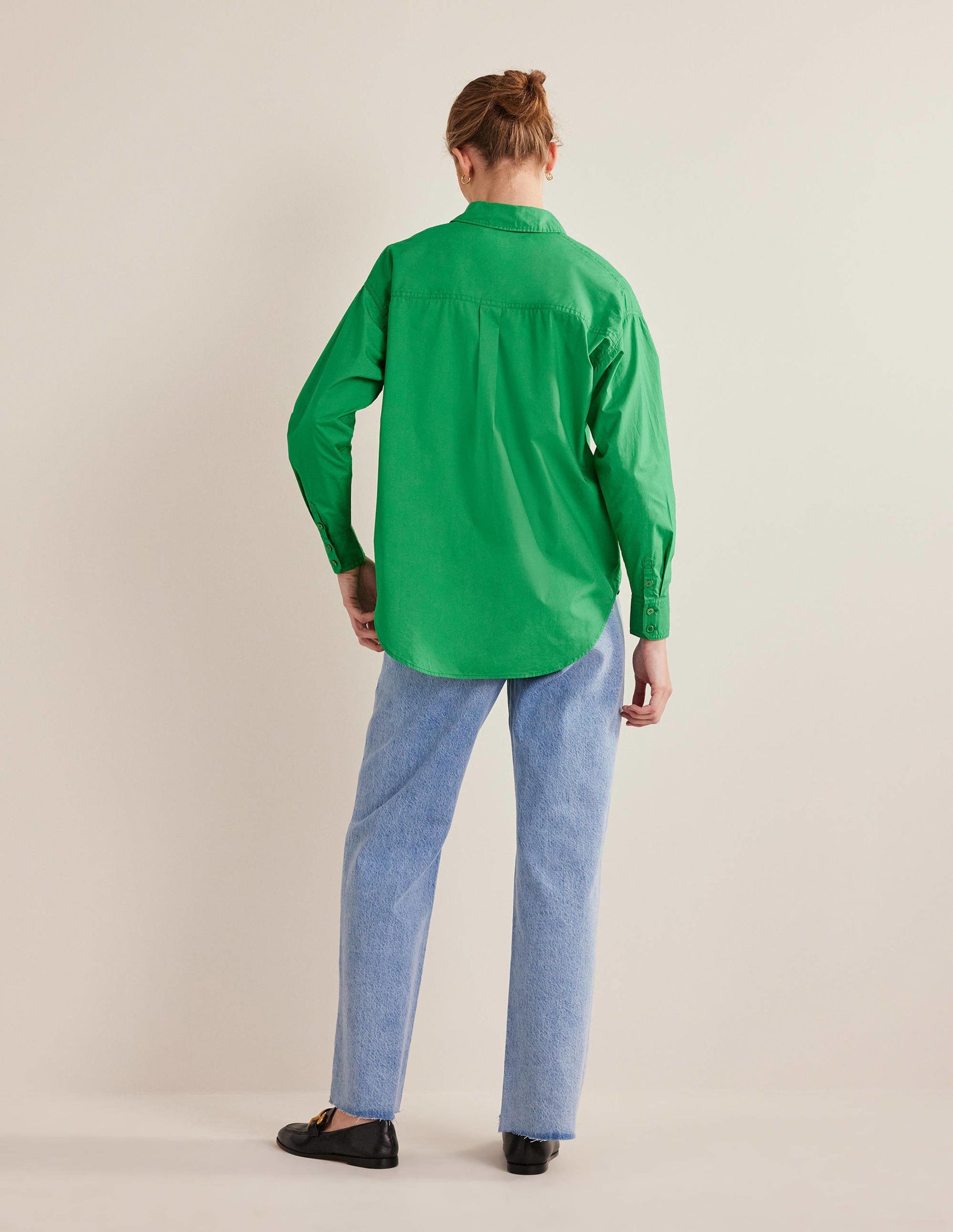 Oversized Cotton Shirt-Green Bee-3