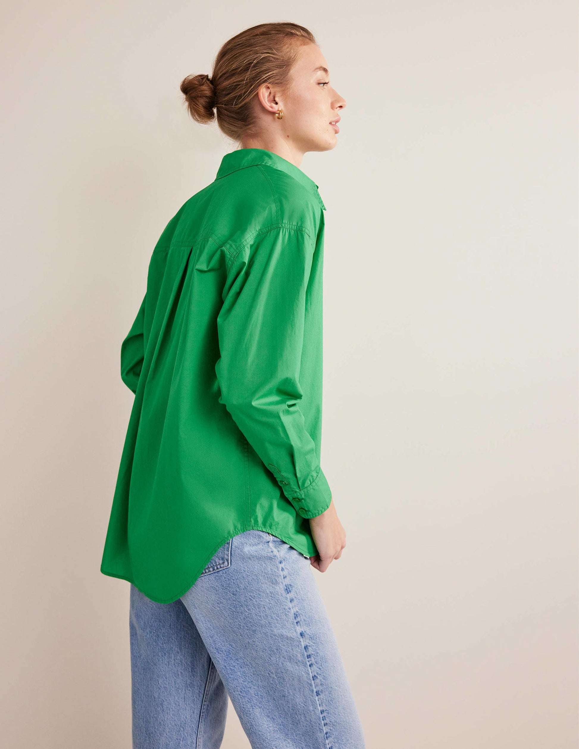 Oversized Cotton Shirt-Green Bee-4