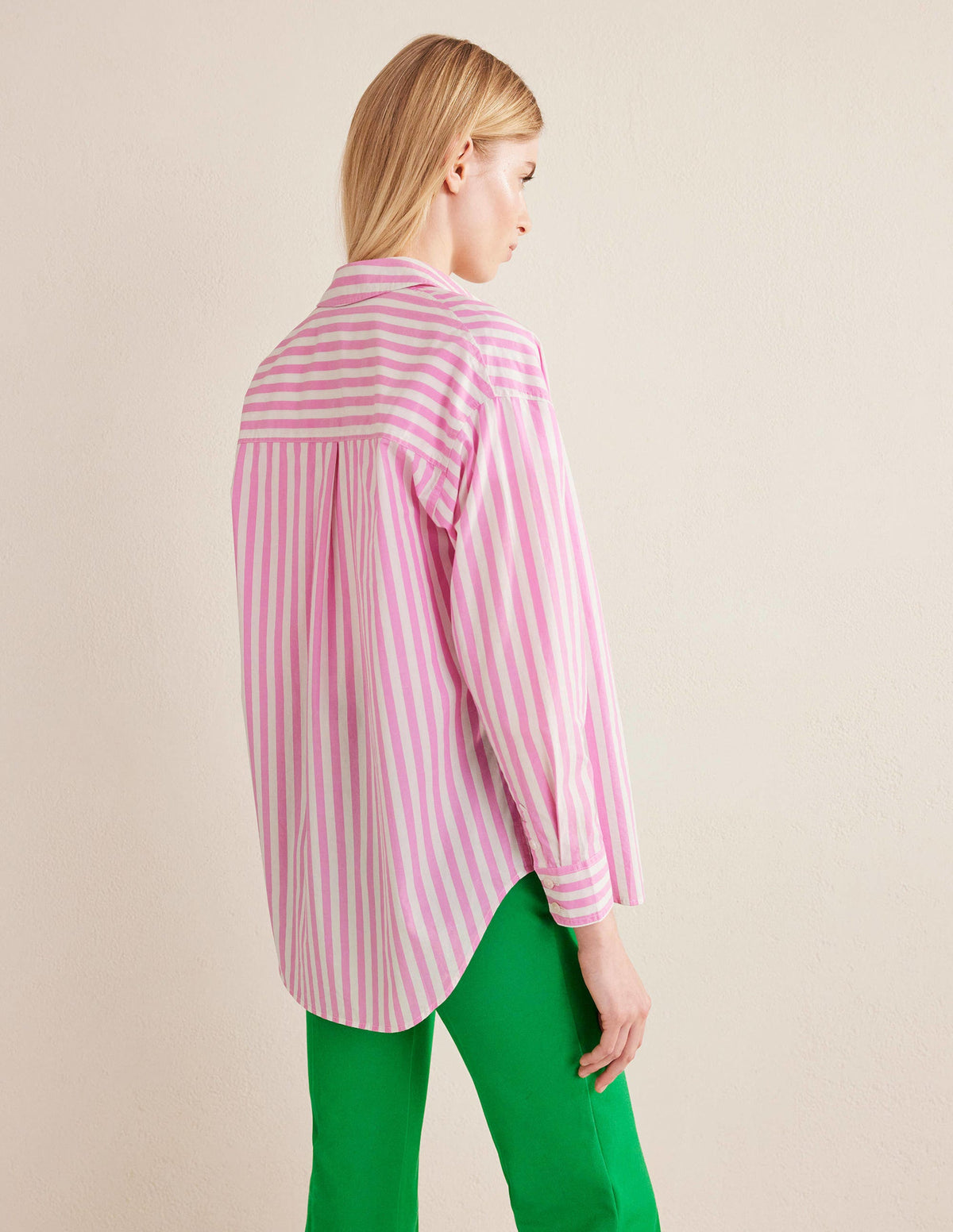 Oversized Cotton Shirt-Pink Stripe-3