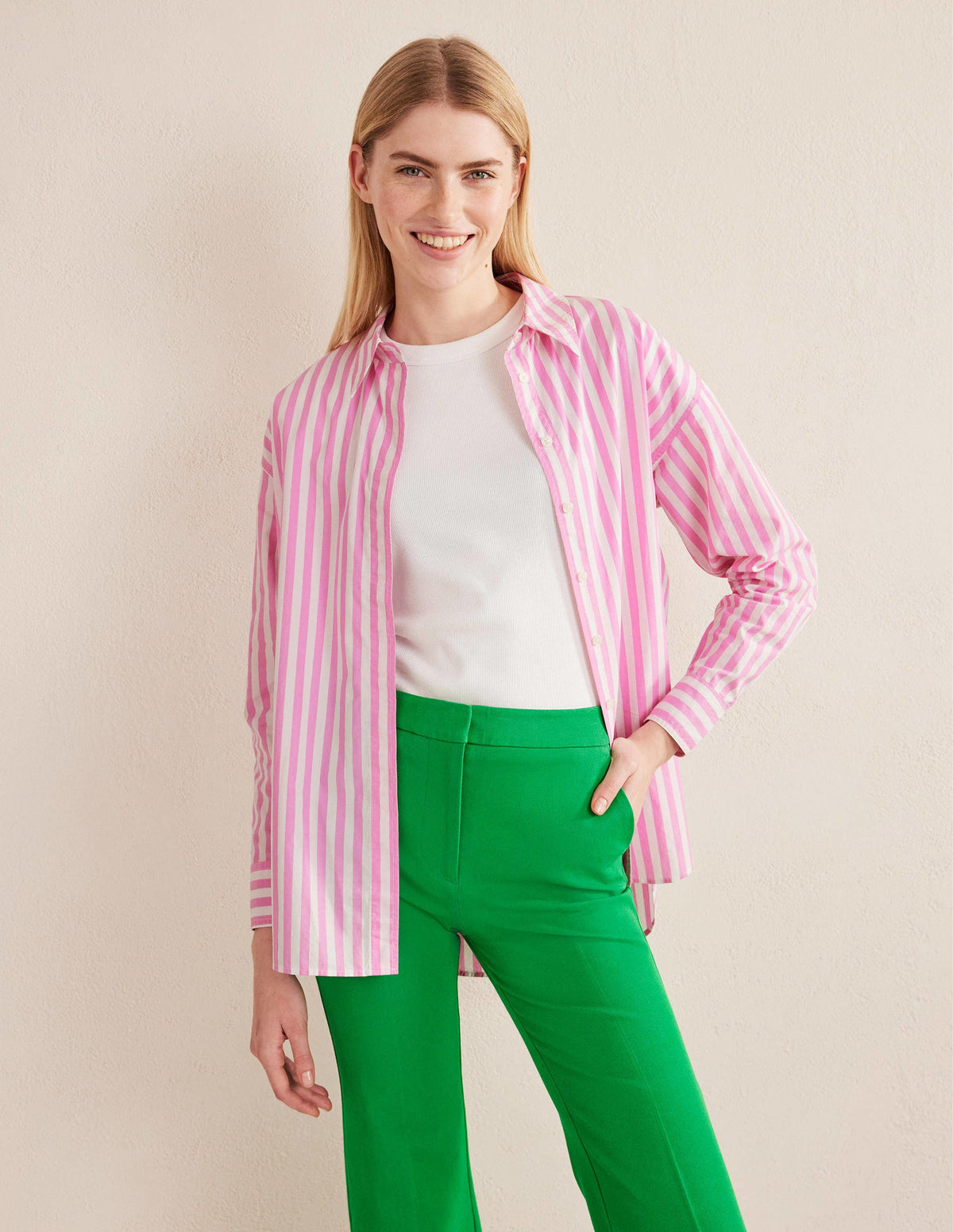 Oversized Cotton Shirt-Pink Stripe - Image 4