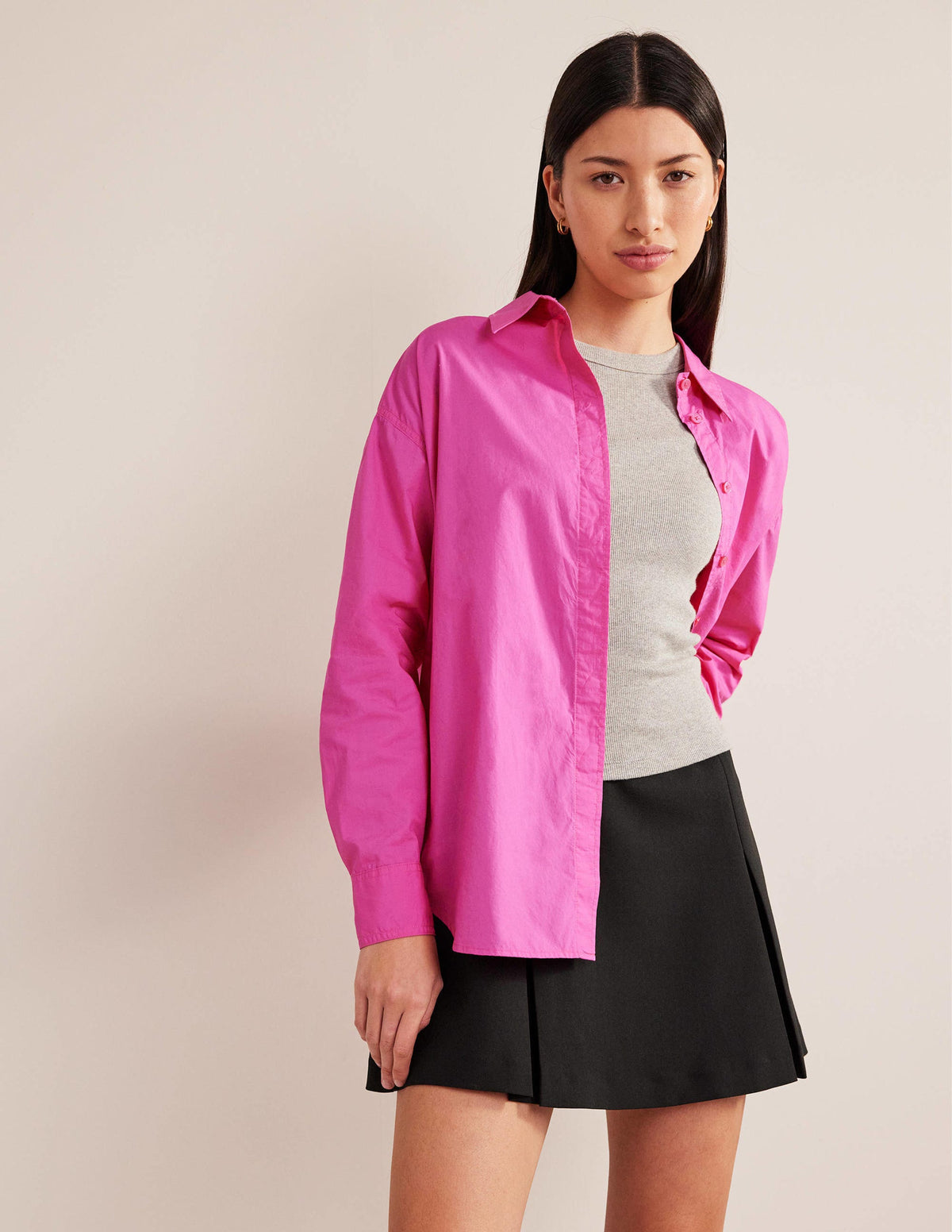Oversized Cotton Shirt-Fuchsia Fedora - Image 1