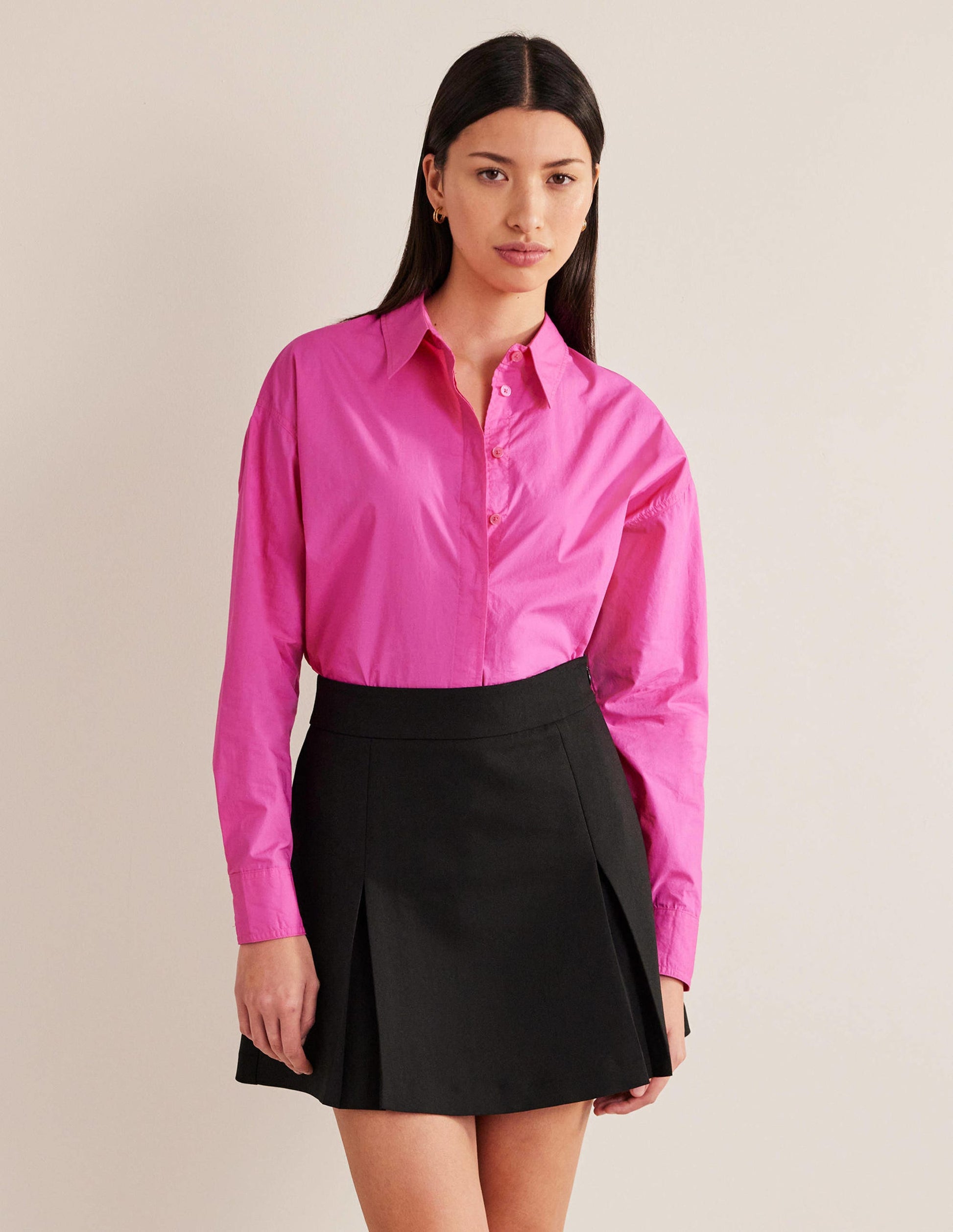 Oversized Cotton Shirt-Fuchsia Fedora-4