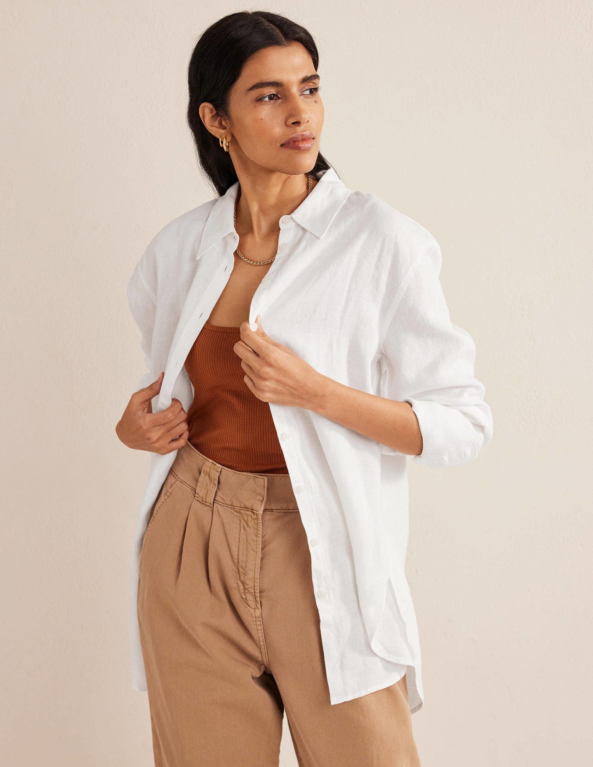 Relaxed Linen Shirt-White-1